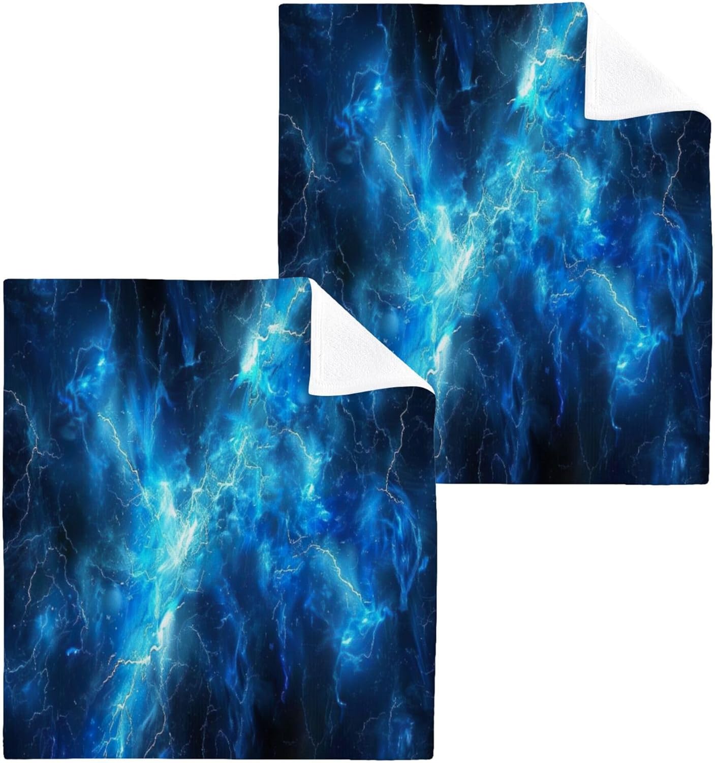 Xigua Blue Lightning Washcloths Set of 2 12x12 Inch