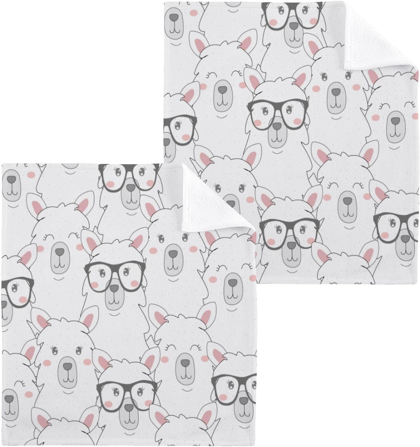 Cute Llama Washcloths 2 Pack Soft Absorbent Towels