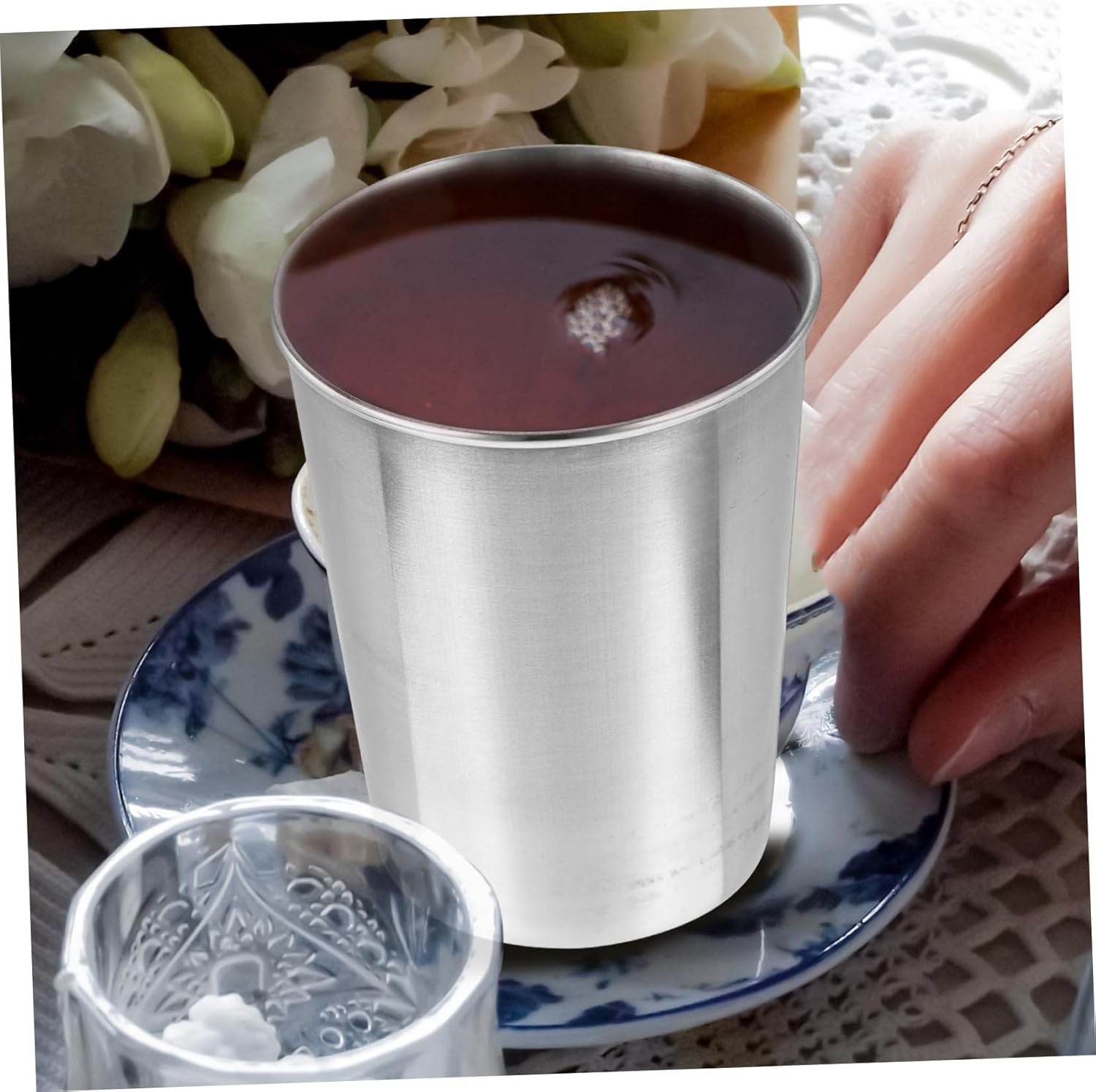 Cabilock Silver Tumbler 180ml Stainless Steel Water Cup