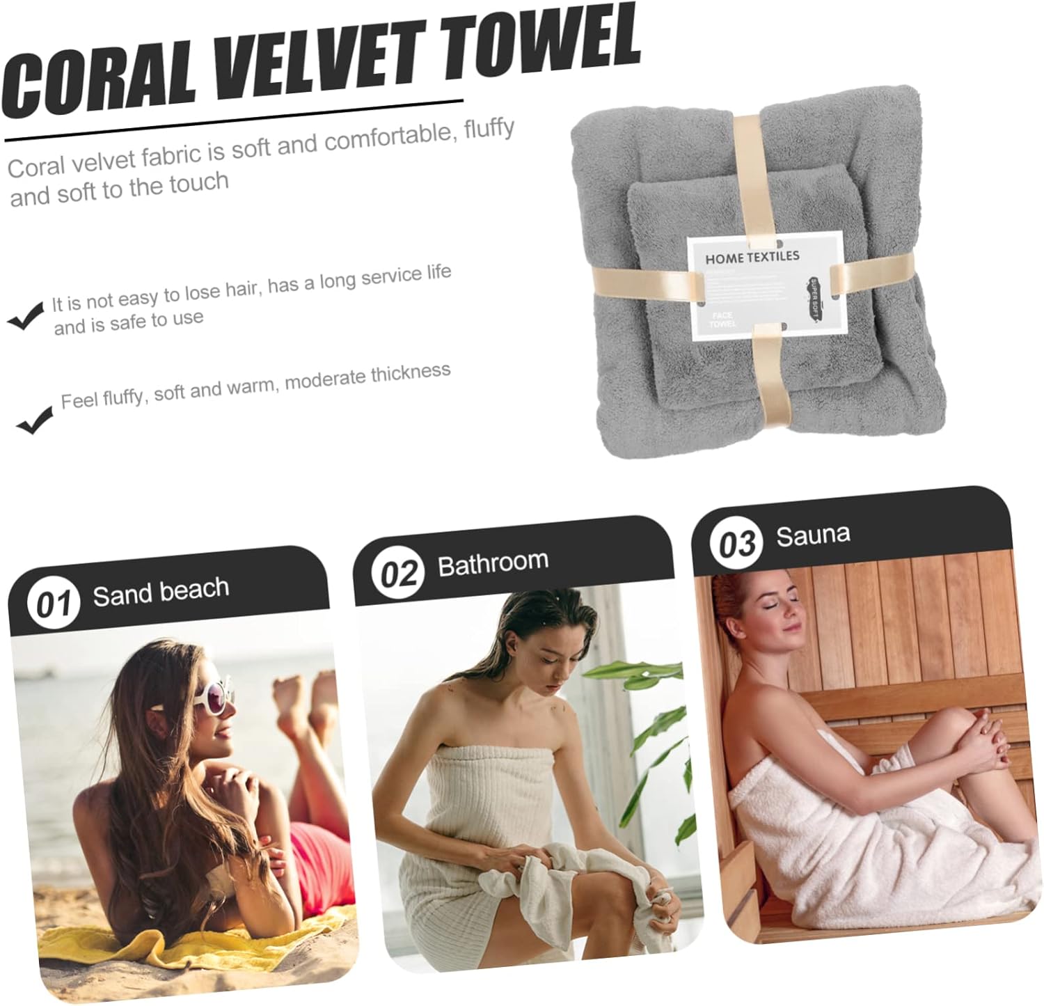 1 Set Reusable Coral Fleece Beach Towels