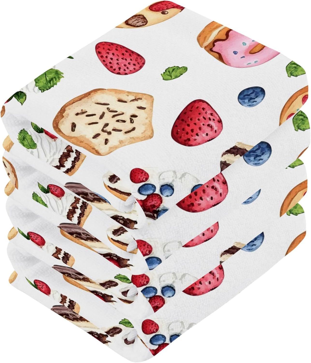 Xigua Cute Watercolor Sweets Washcloths Set of 2