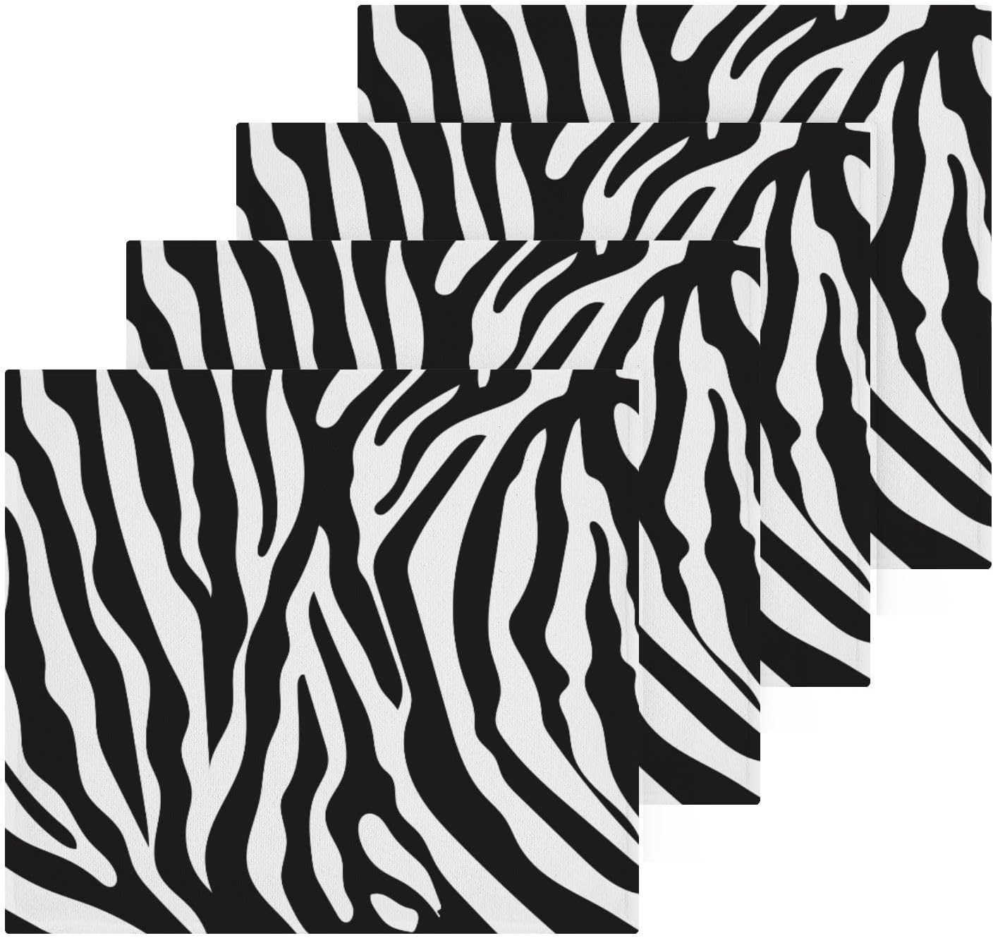 FUGIDOG Zebra Print Cotton Washcloth Set - Soft Absorbent Face Towels