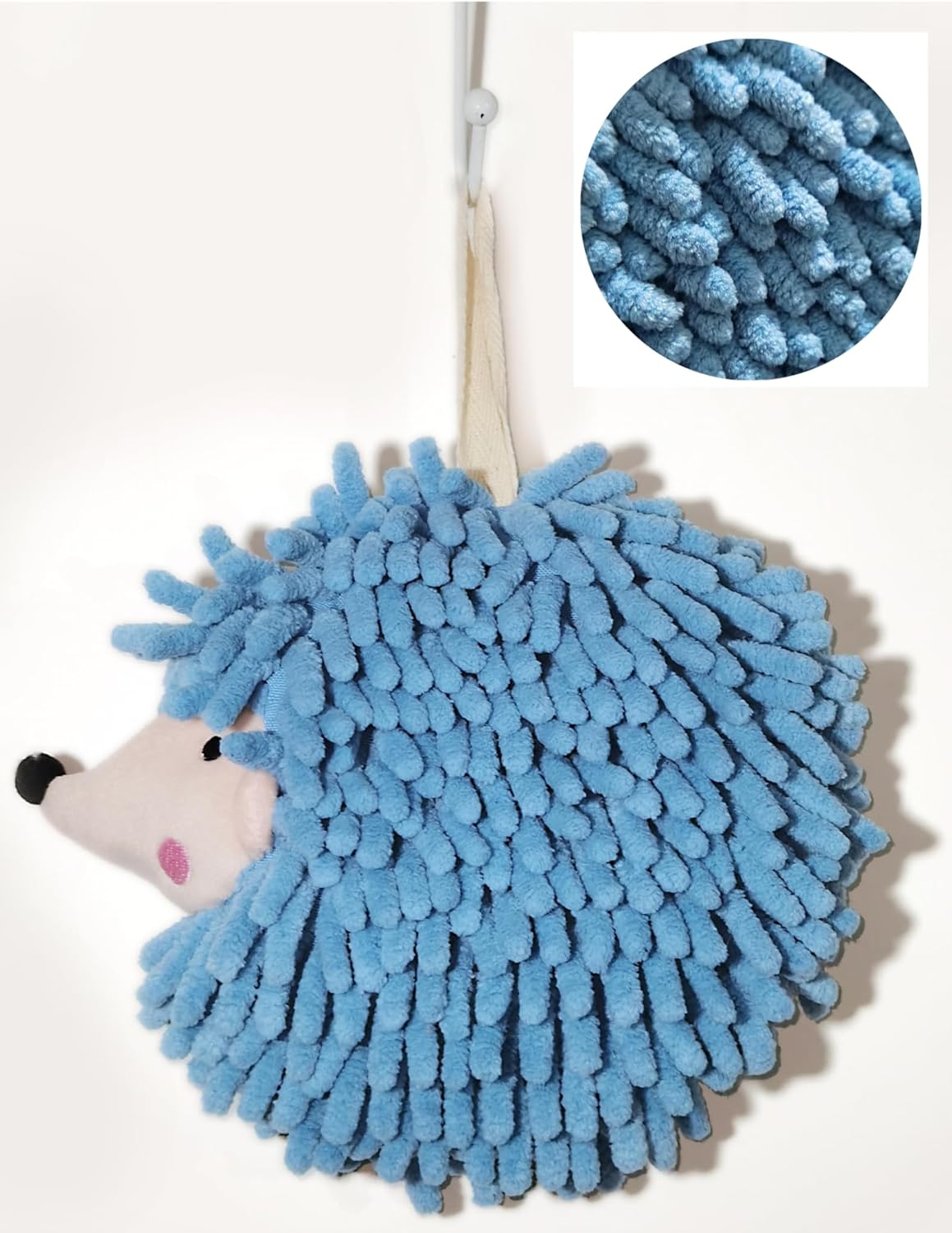 Fuzzy Ball Hand Towels Set of 2 Blue Pink