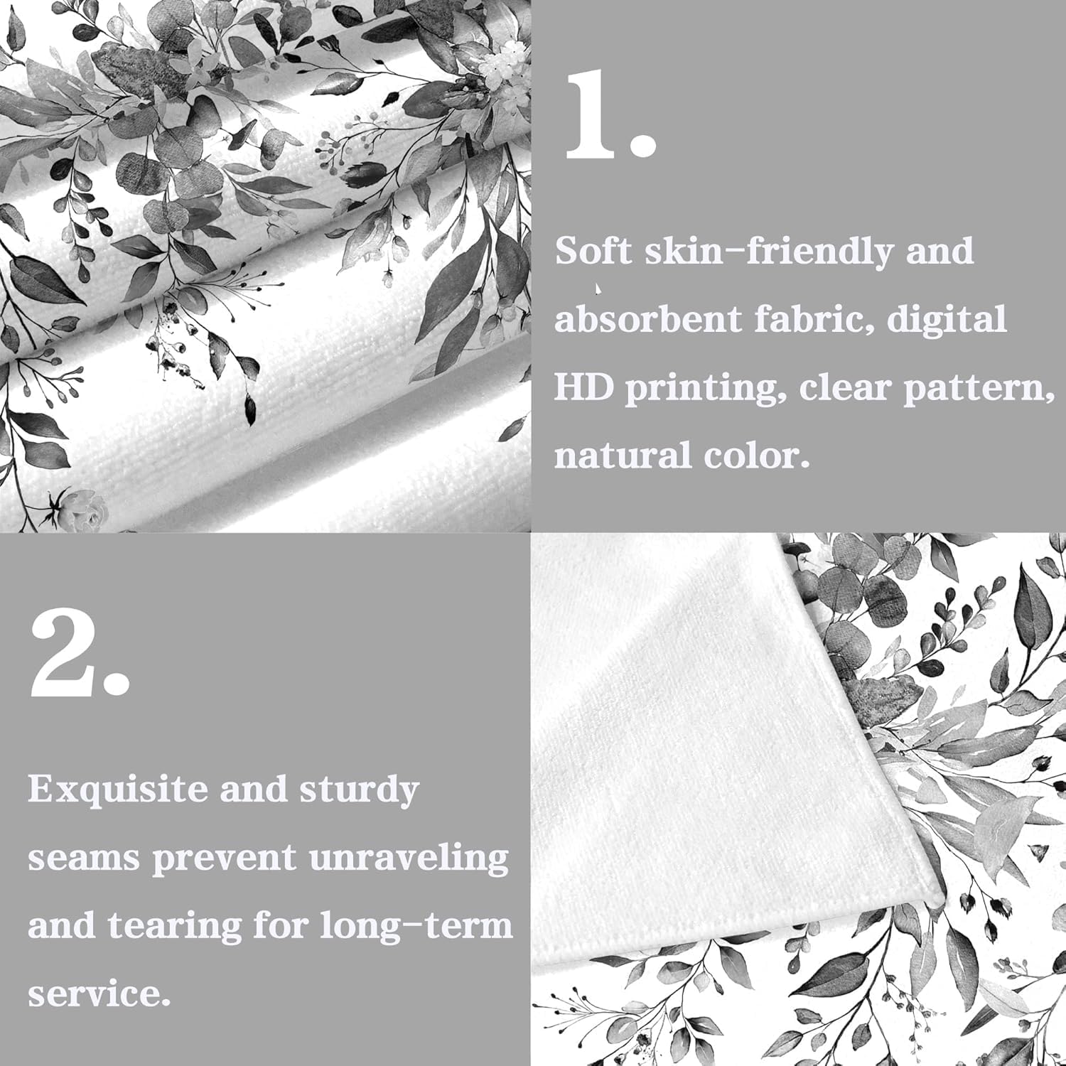 2-Pack Eucalyptus Microfiber Hand Towels Soft Absorbent for Home Travel