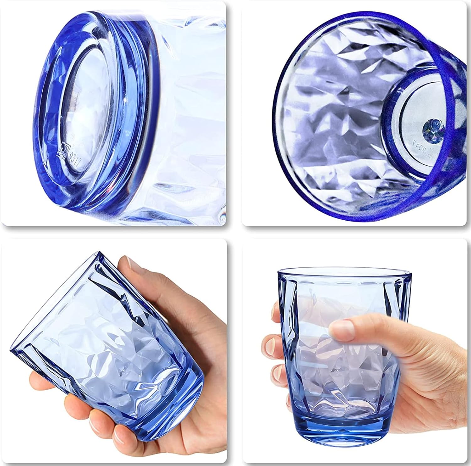 Fast shipping plastic tumblers stylish blue 10oz cups set of 4 4pcs