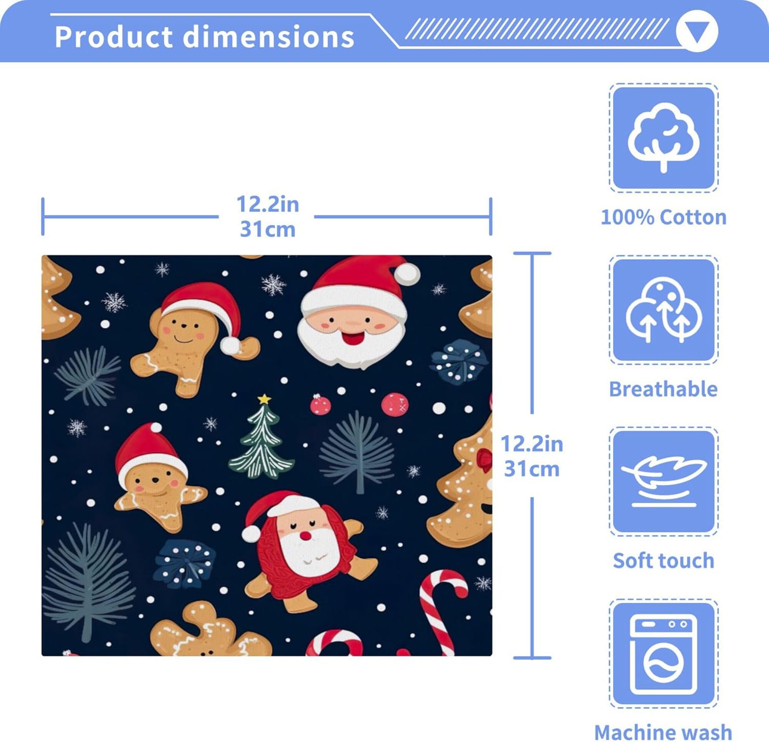 Cute Christmas Washcloth Set Multi-Purpose Fast Drying