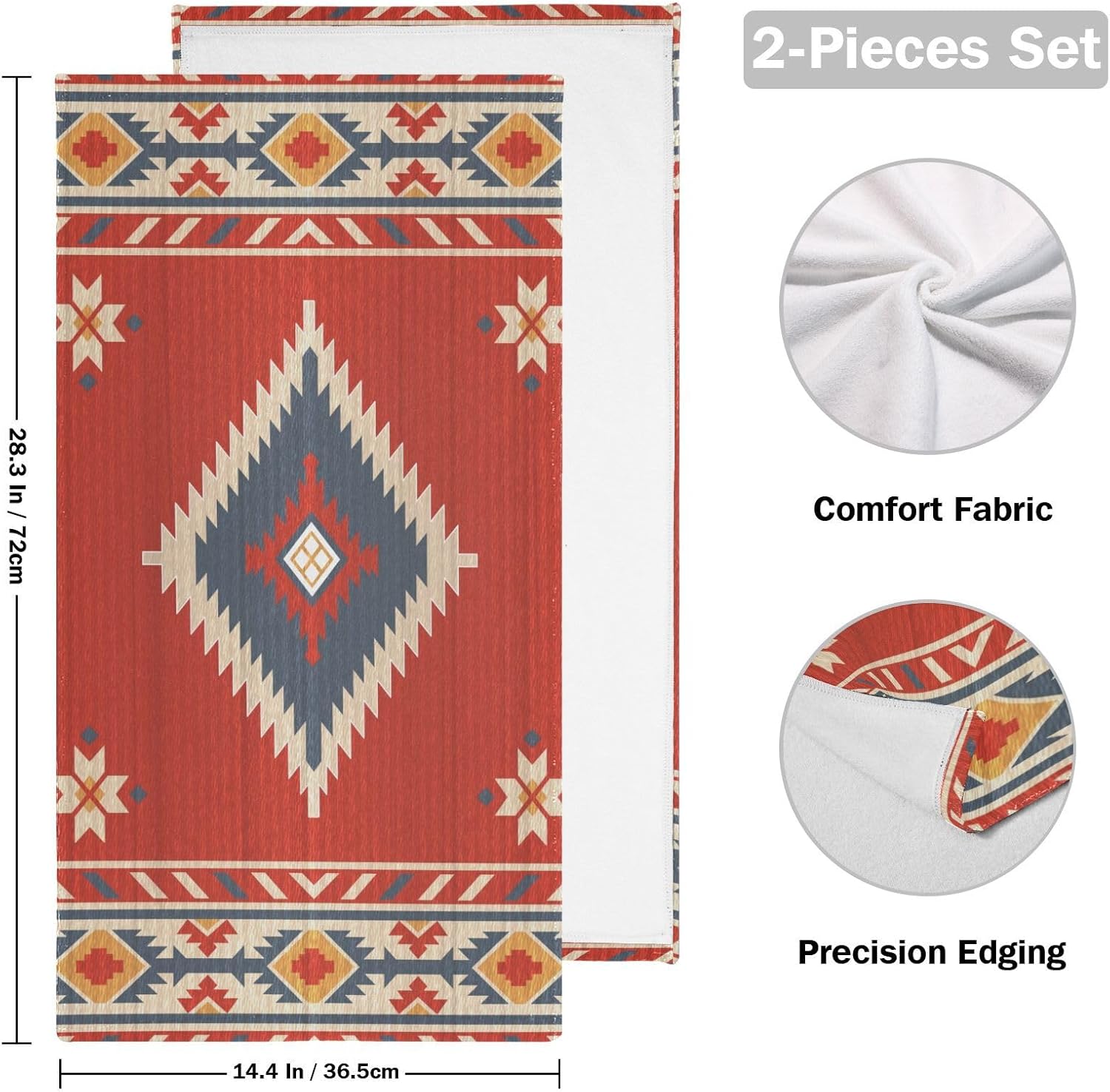 Unique Geometric Red Bath Towels