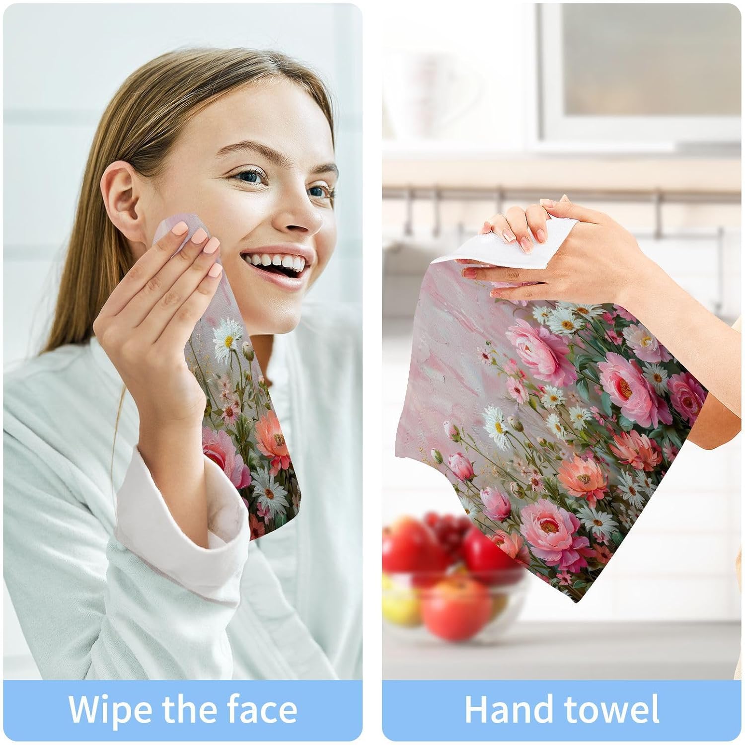 Yettasbin Peony Flower Washcloths 2 Pack
