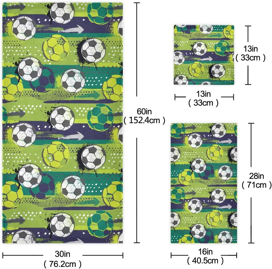 Soccer Ball Bath Towels Set for Hand Body
