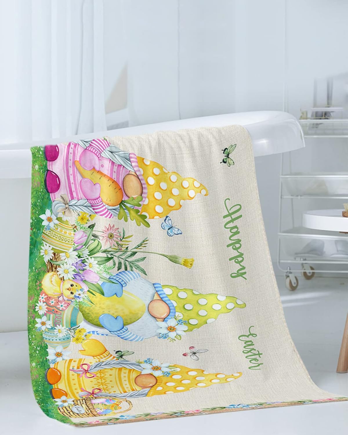Easter 3-Piece Linen Bath Towels Set - Luxury Soft Durable and Quick-Drying