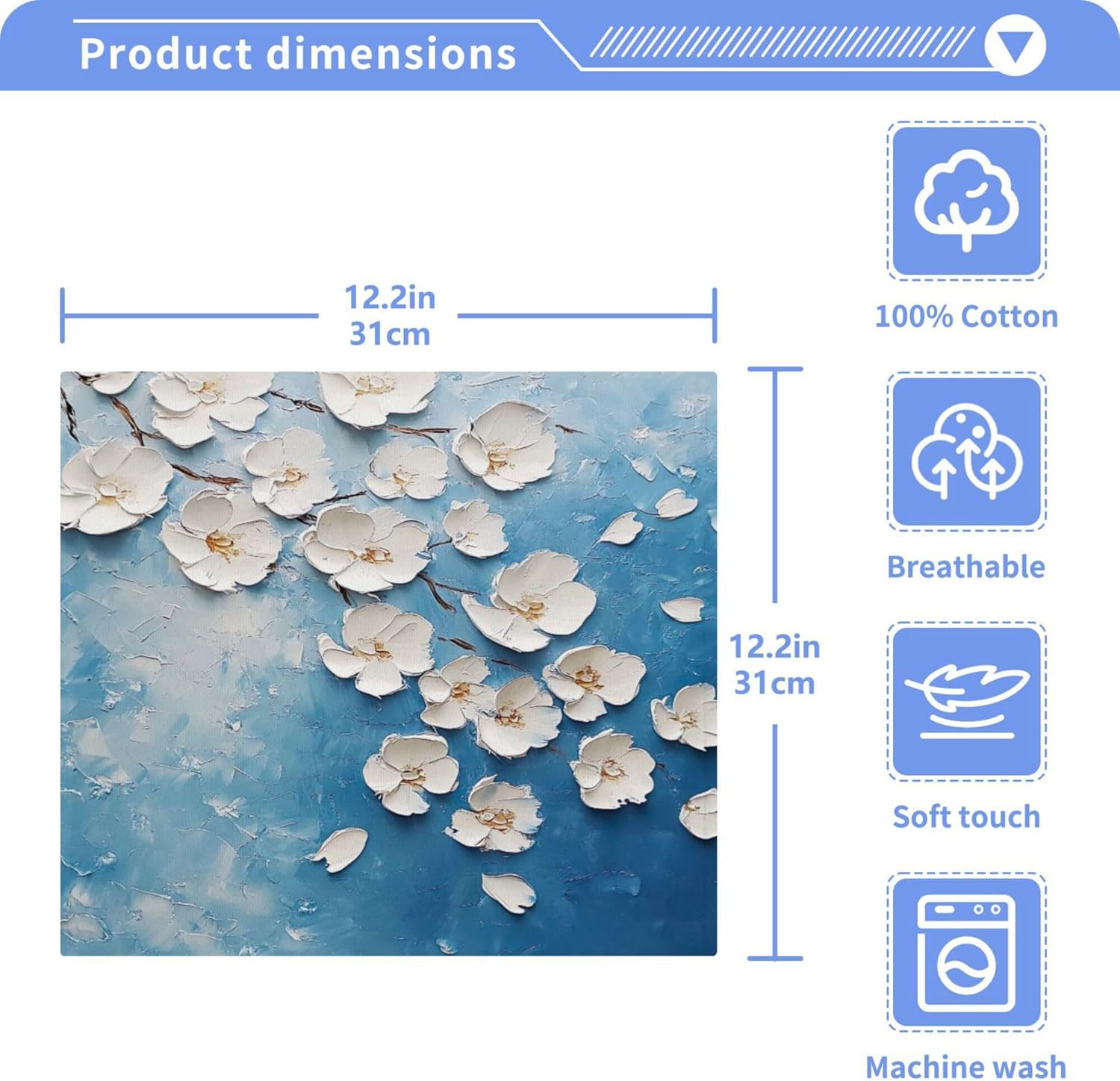 Xigua White Flowers Washcloth Set