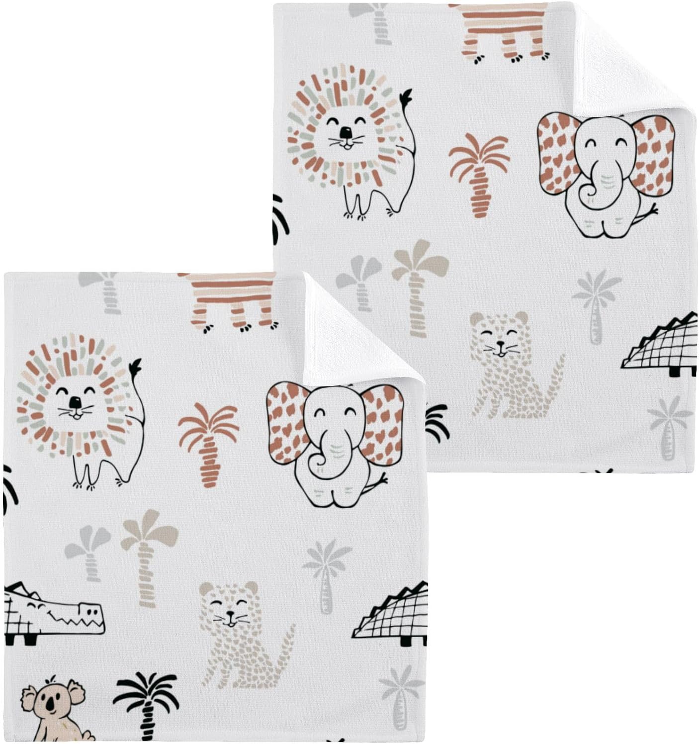 Cartoon Animal Washcloths 2 Pack for Baby and Bath