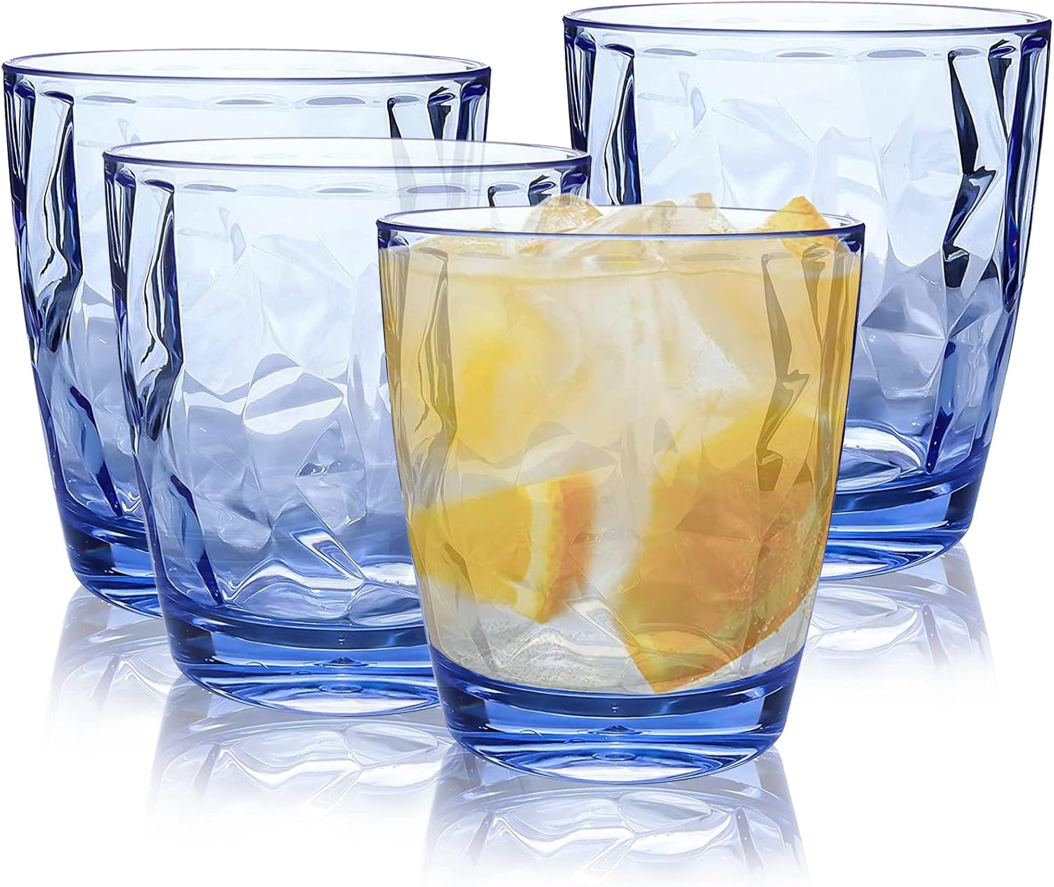 Fast shipping plastic tumblers stylish blue 10oz cups set of 4 4pcs