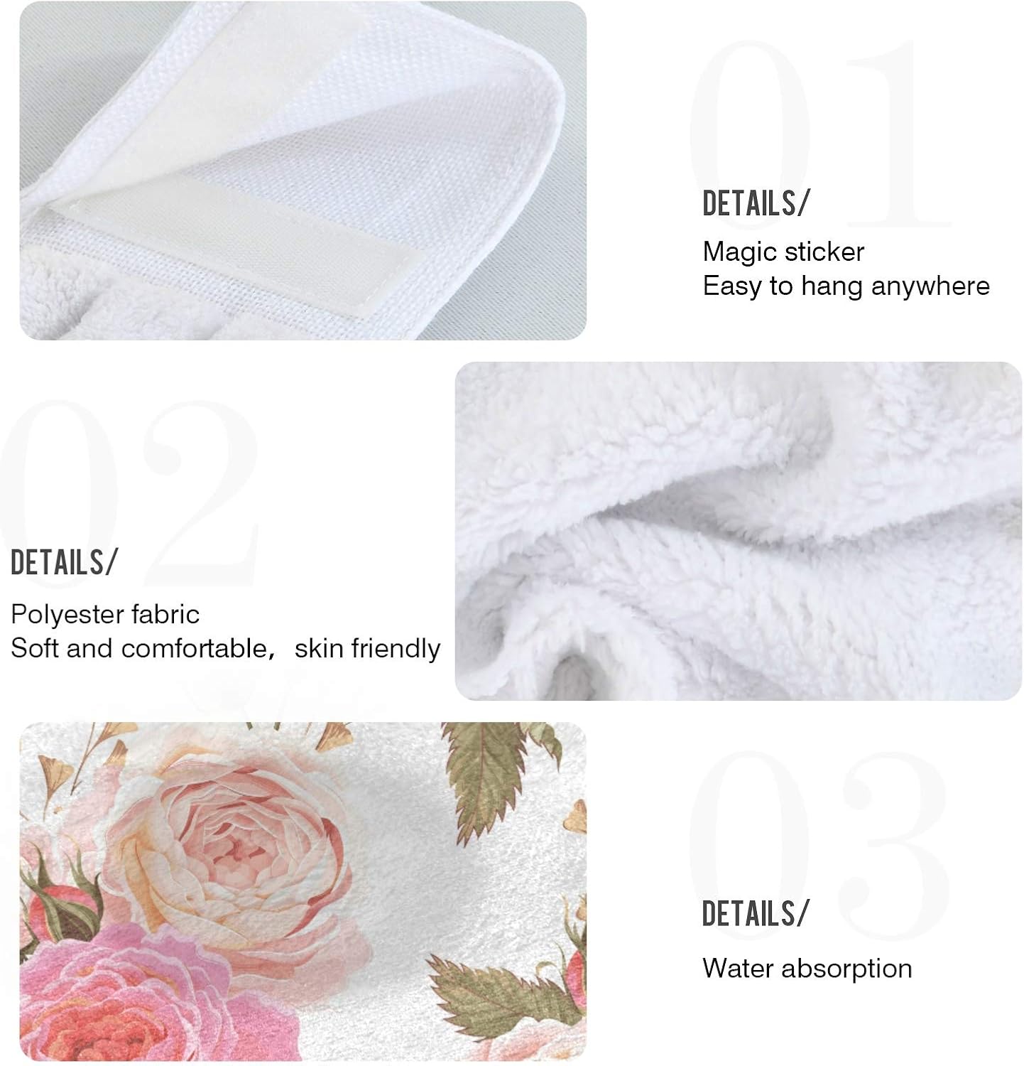 2-Piece Pink Rose Hand Towels