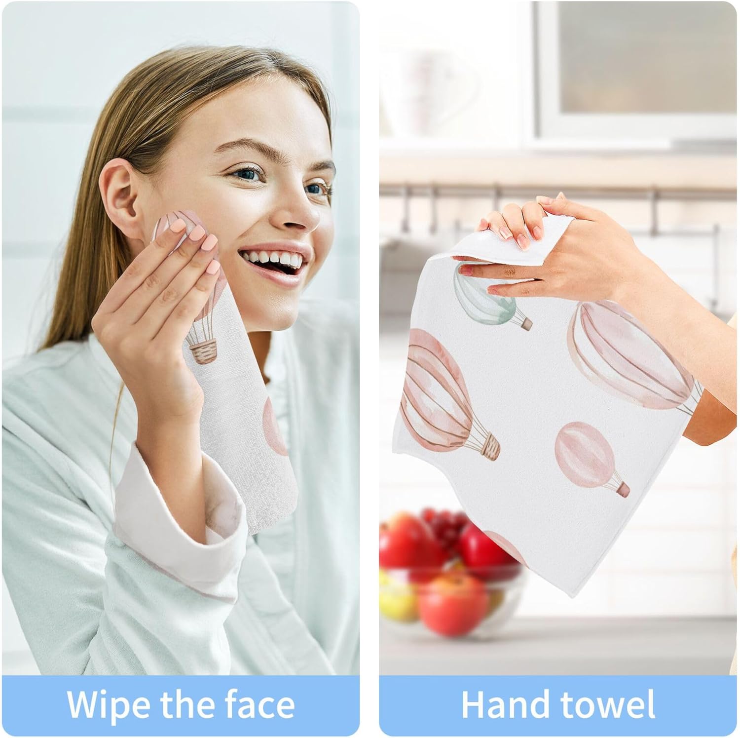 Xigua Watercolor Hot Air Balloons Washcloth Set