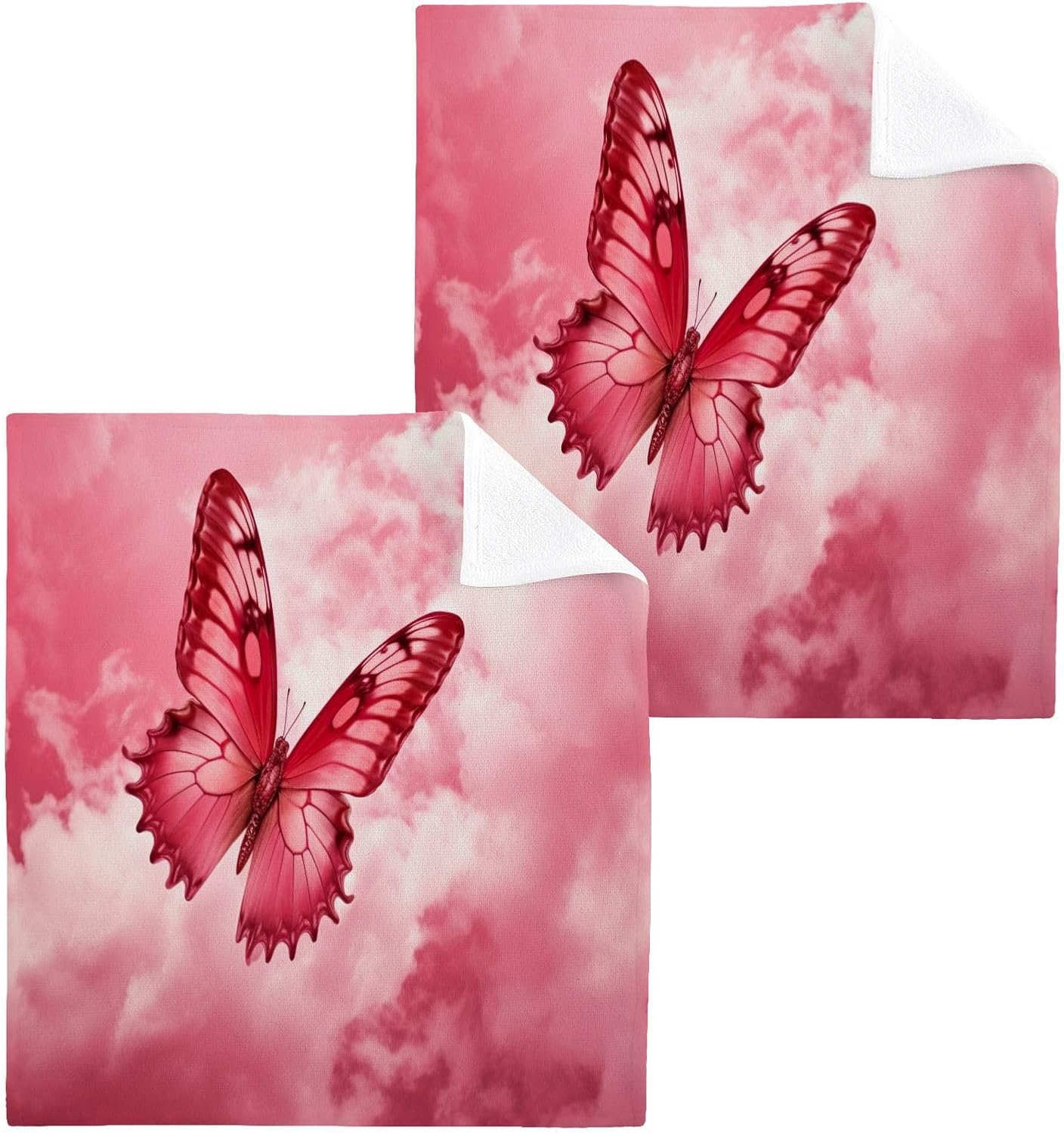 Perfect-Sized Pink Butterfly Washcloth Set