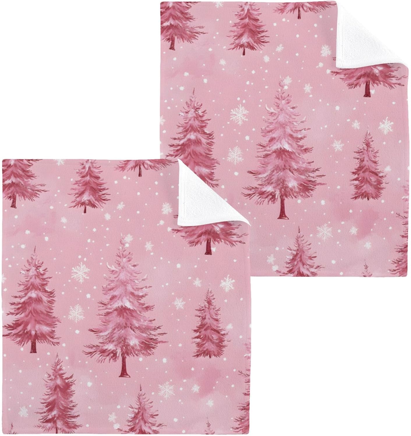 Xigua Trees and Snowflakes Washcloth Set for Bathroom and Kitchen