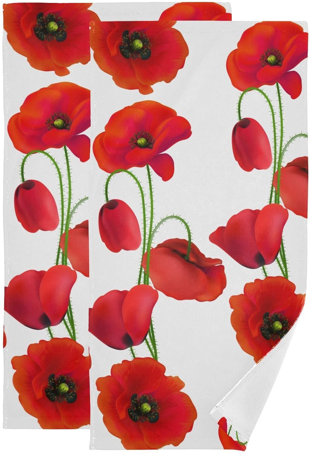 Vibrant Red Poppy Hand Towels