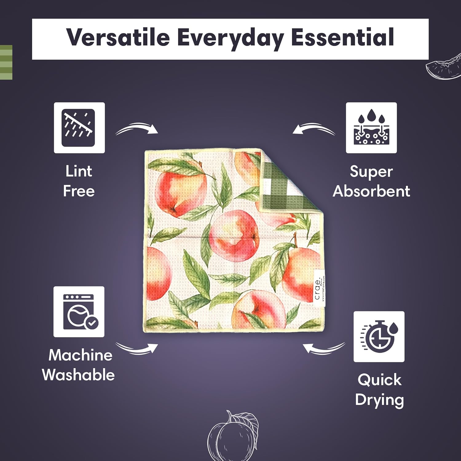 Microfiber Reversible Washcloths for Kitchen Peaches Cream