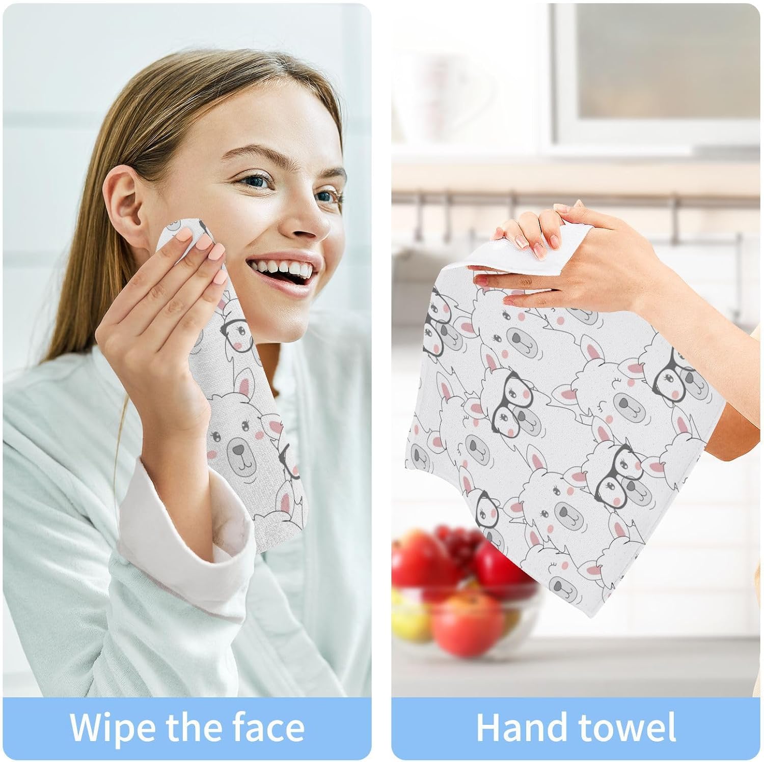 Cute Llama Washcloths 2 Pack Soft Absorbent Towels