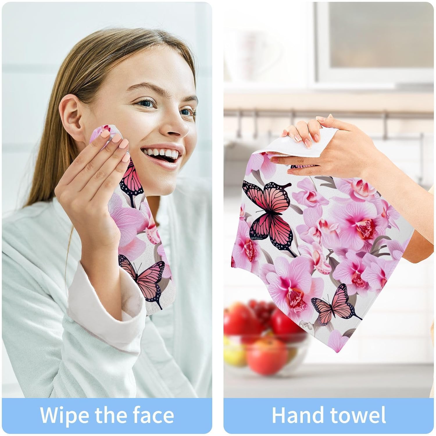 YETTASBINButterfly Flower Washcloth Set 2-Pack