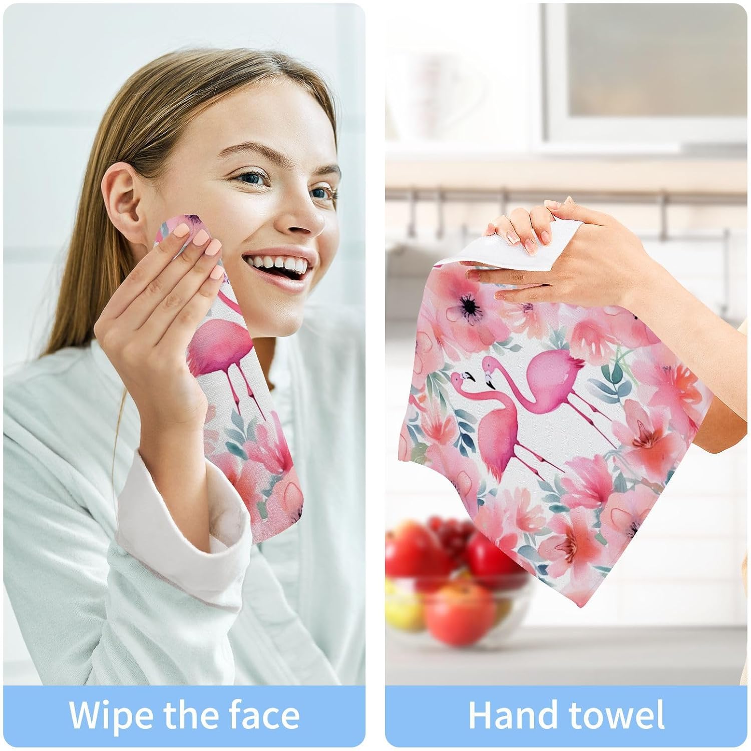 YETTASBIN Flamingo Washcloths 2 Pack Soft Cotton Baby Face Towels