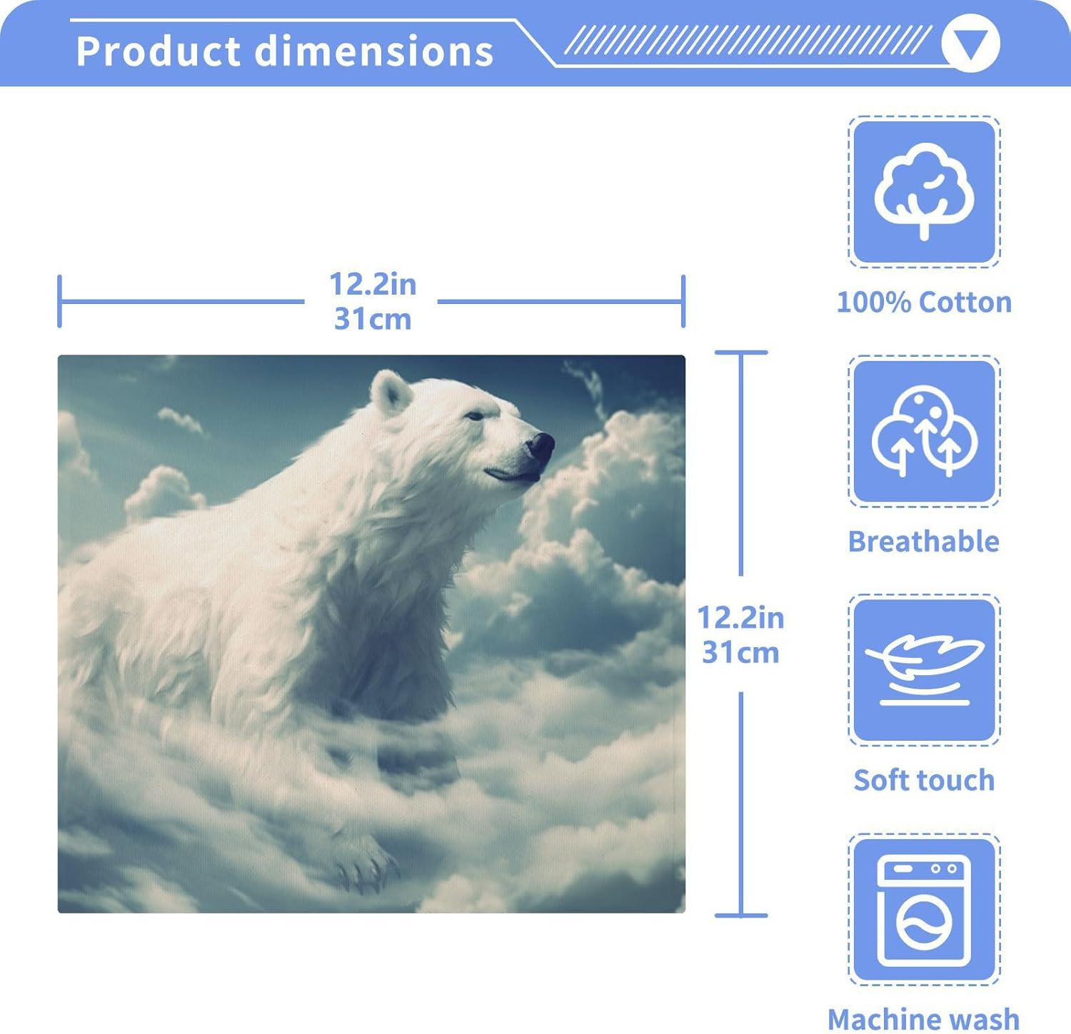 Polar Bear Washcloths Reusable Soft-absorbent Baby Face Towels 2-Pack