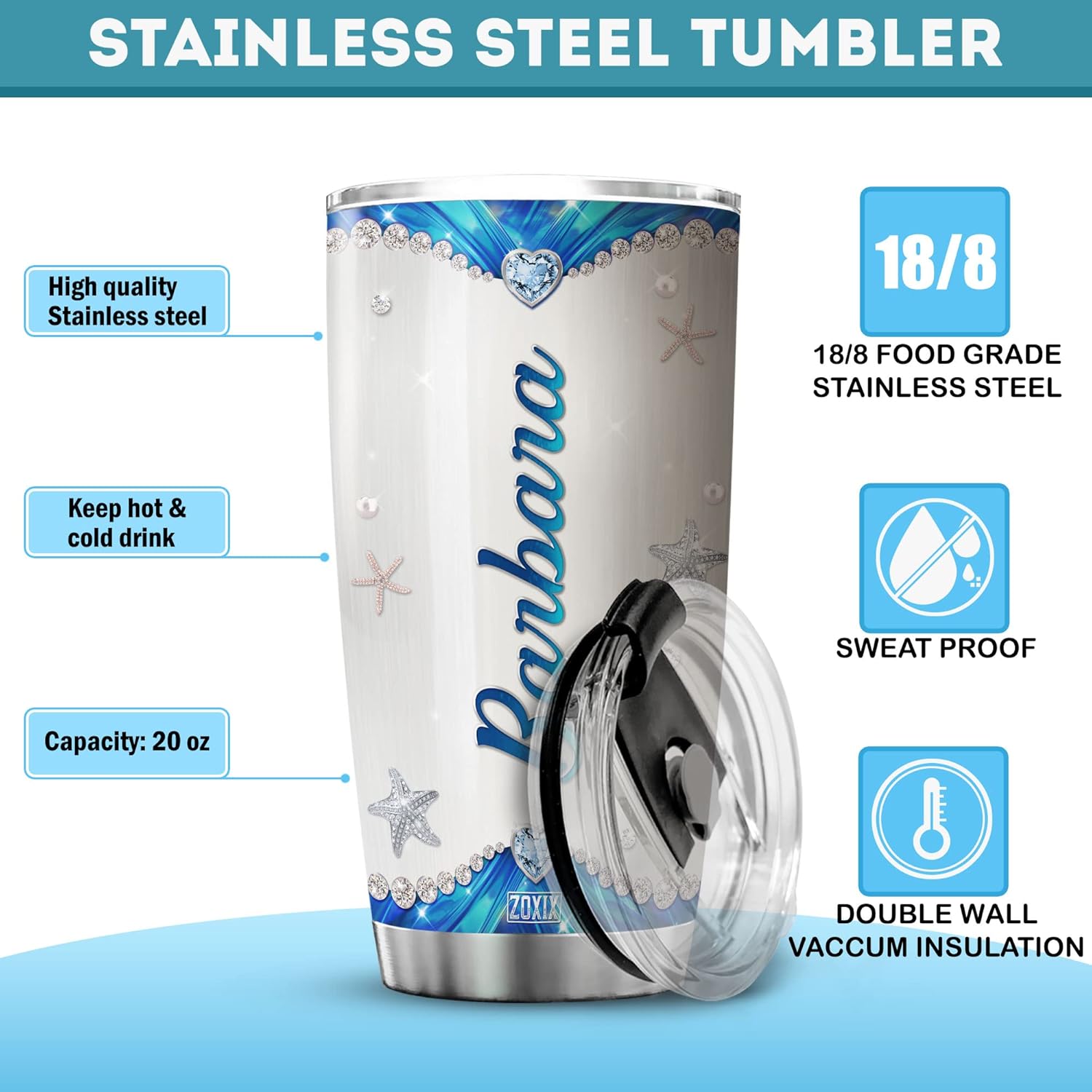 ZOXIX Personalized Dolphin Tumbler 20oz