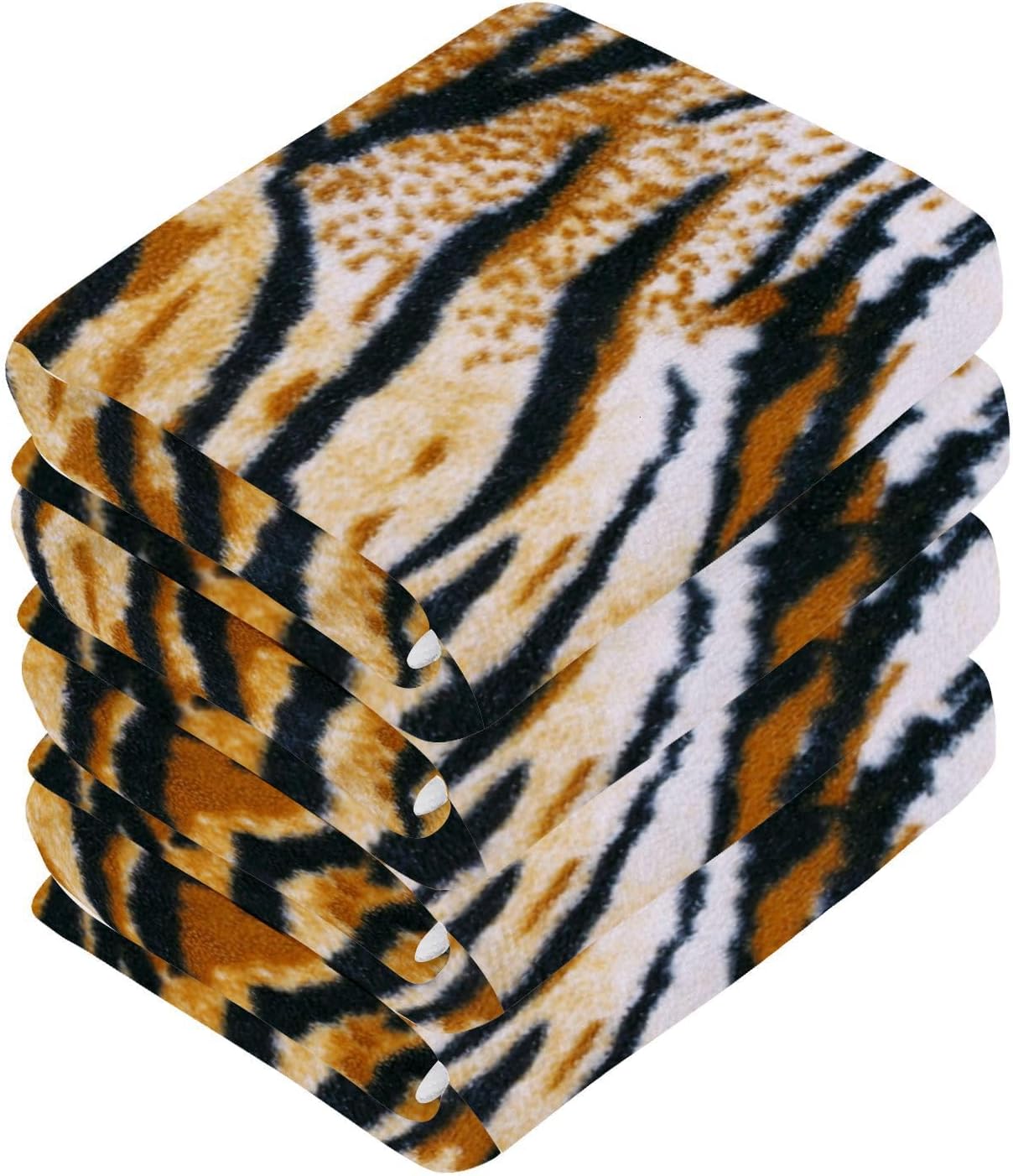 ALAZA Tiger Skin Print Cotton Washcloths 4-Pack