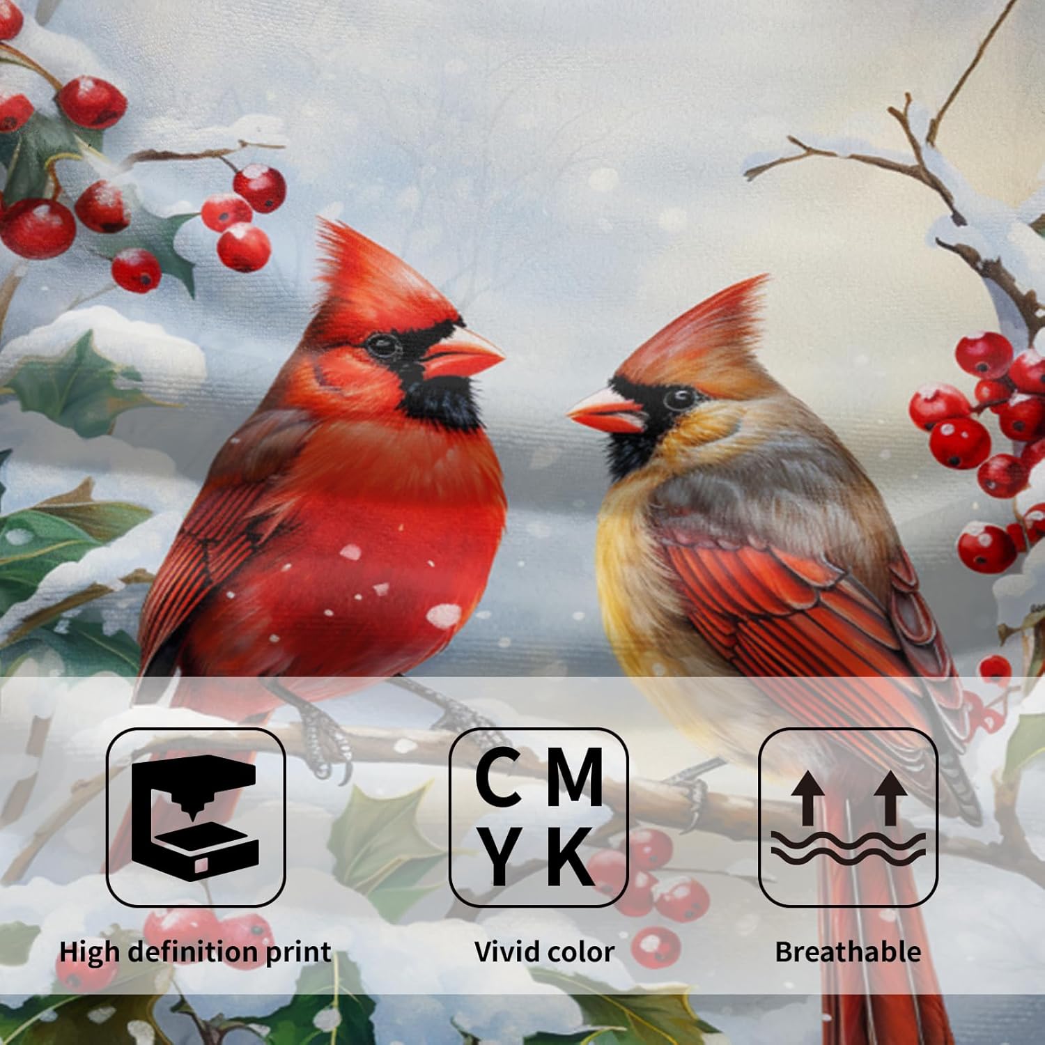 Granbey Winter Red Bird Hand Towels Pack of 2 1