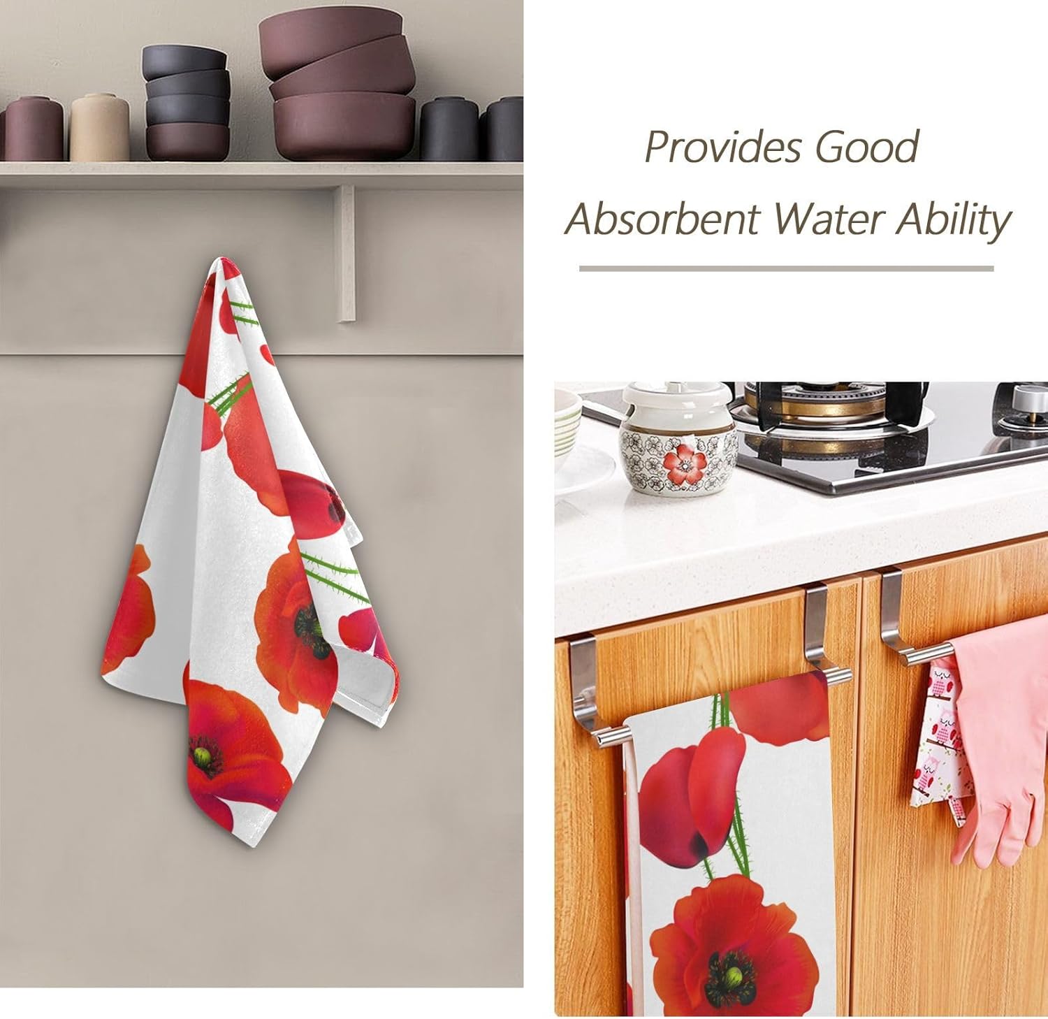 Vibrant Red Poppy Hand Towels