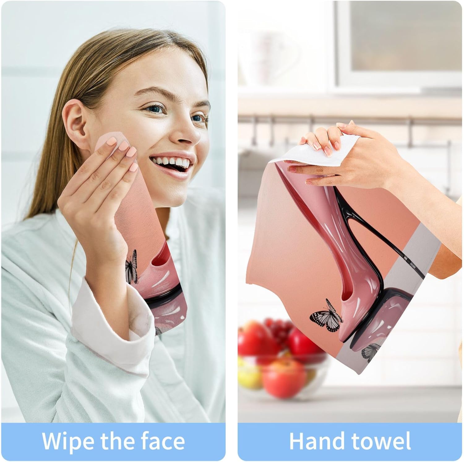 FJDENG 2-Piece High Heel Washcloths for Bathroom Gym More