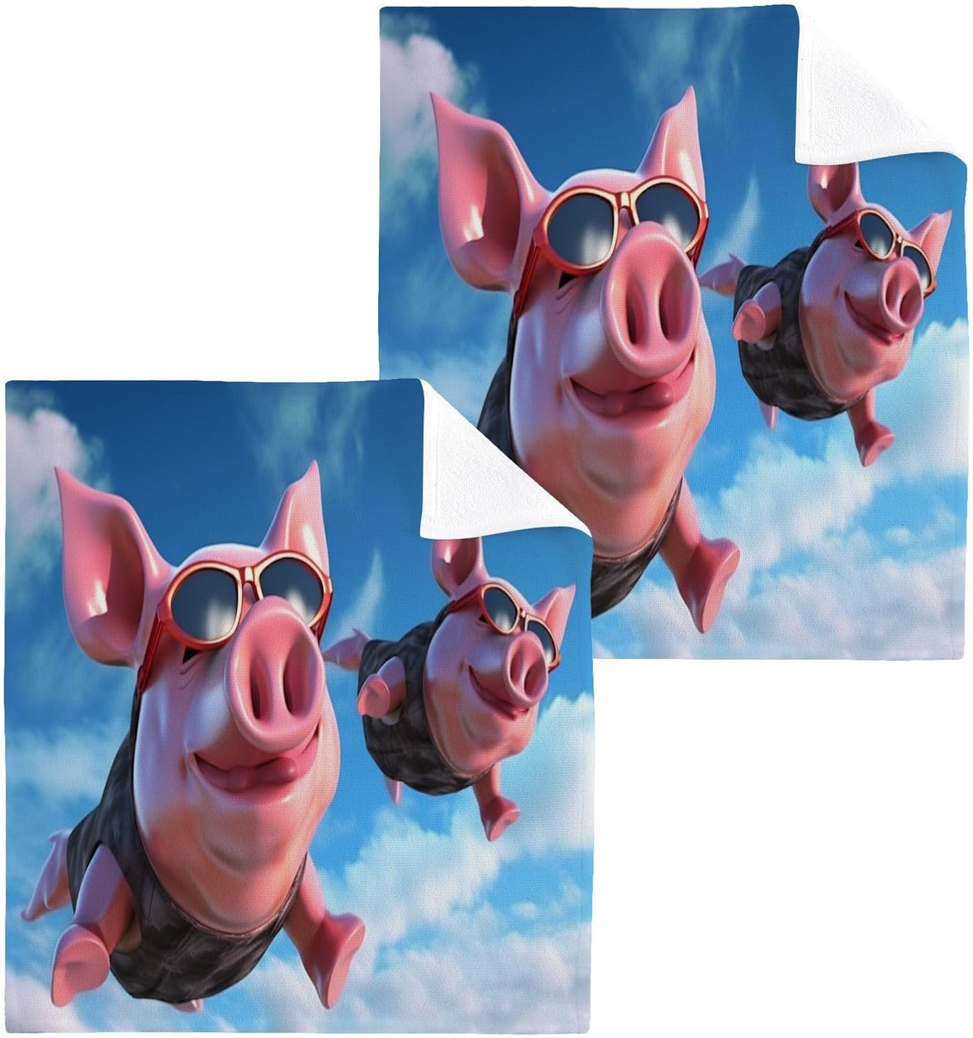 Flying Pig Washcloth Set Soft Absorbent Reusable Towels