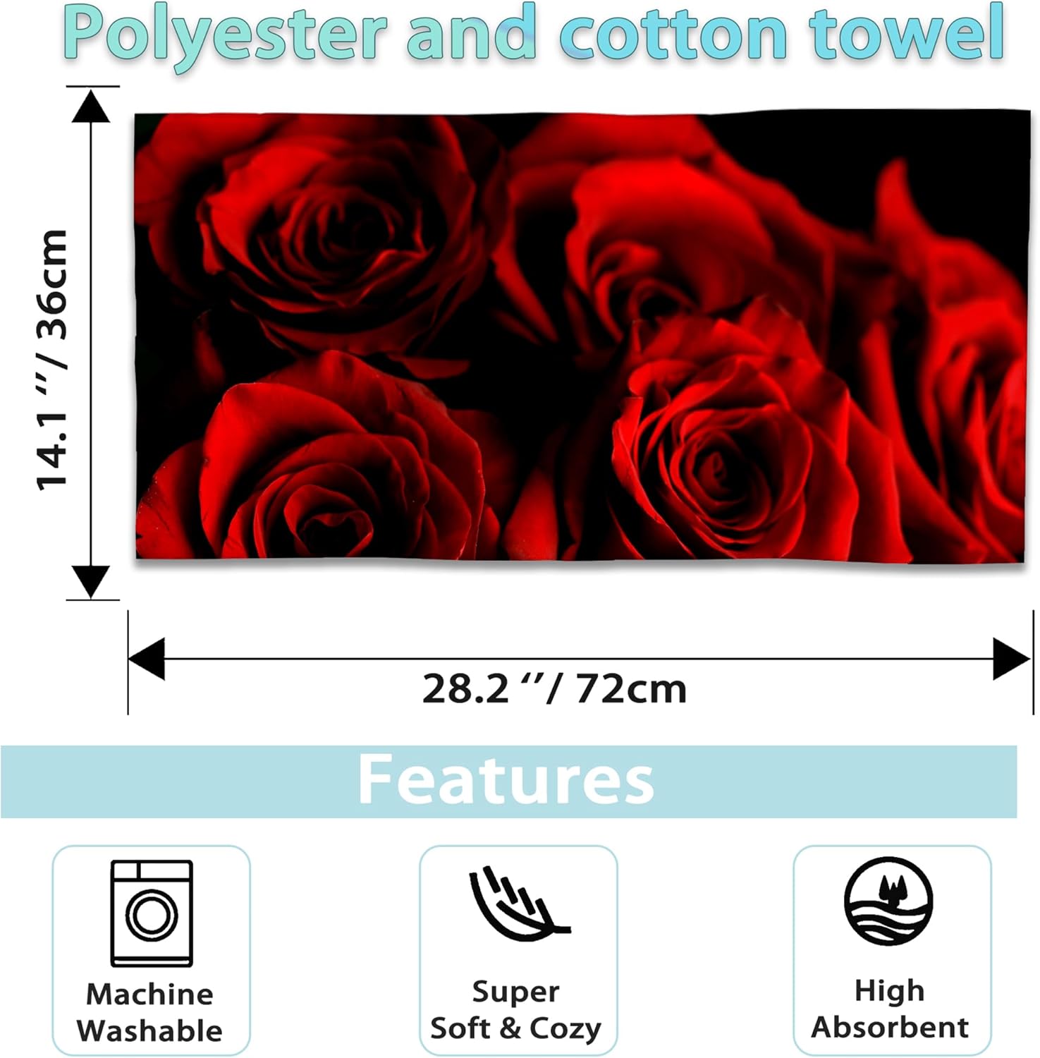 ultra-soft rose bath towels luxury polyester cotton elegant abstract red rose design