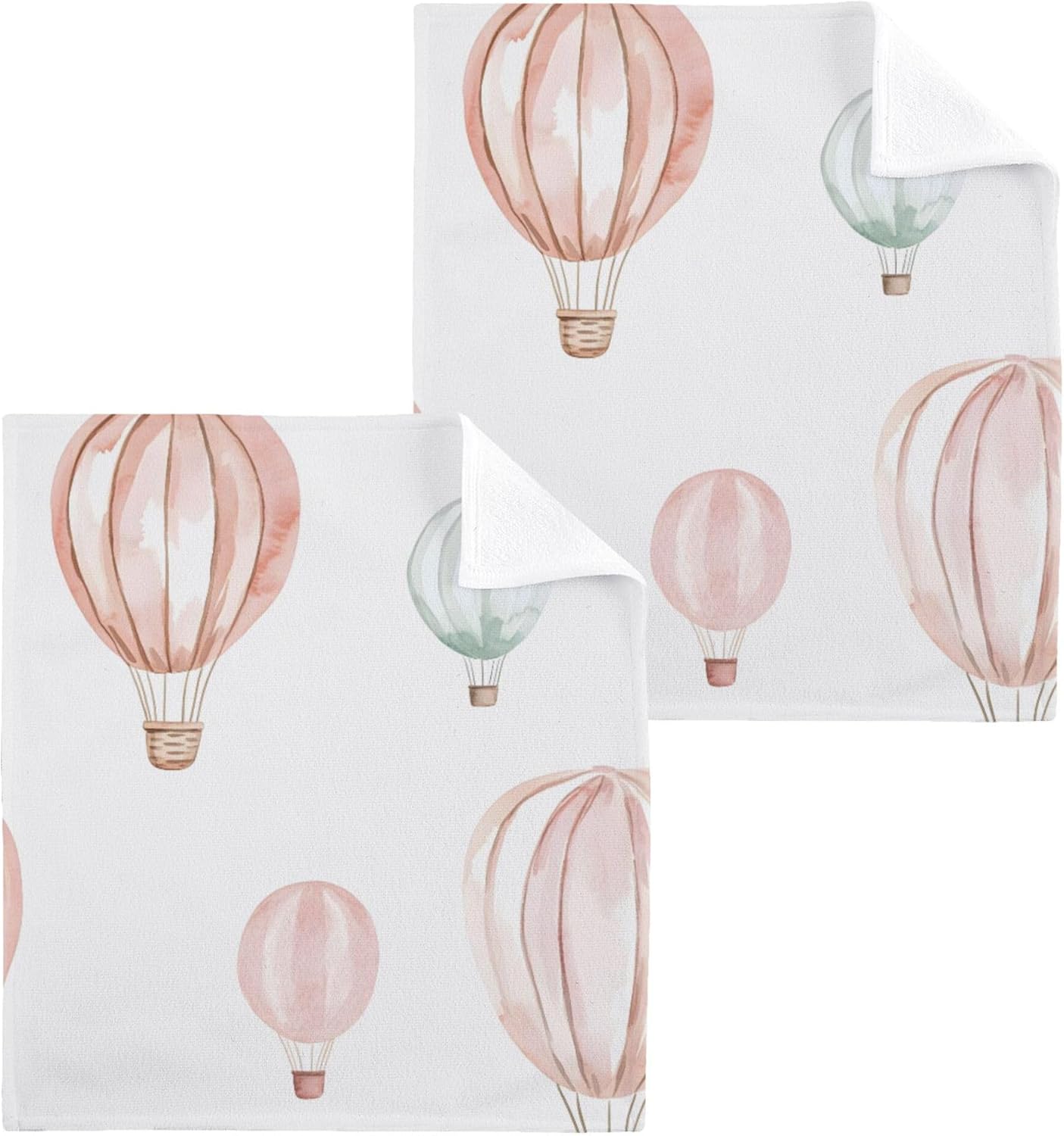 Xigua Watercolor Hot Air Balloons Washcloth Set