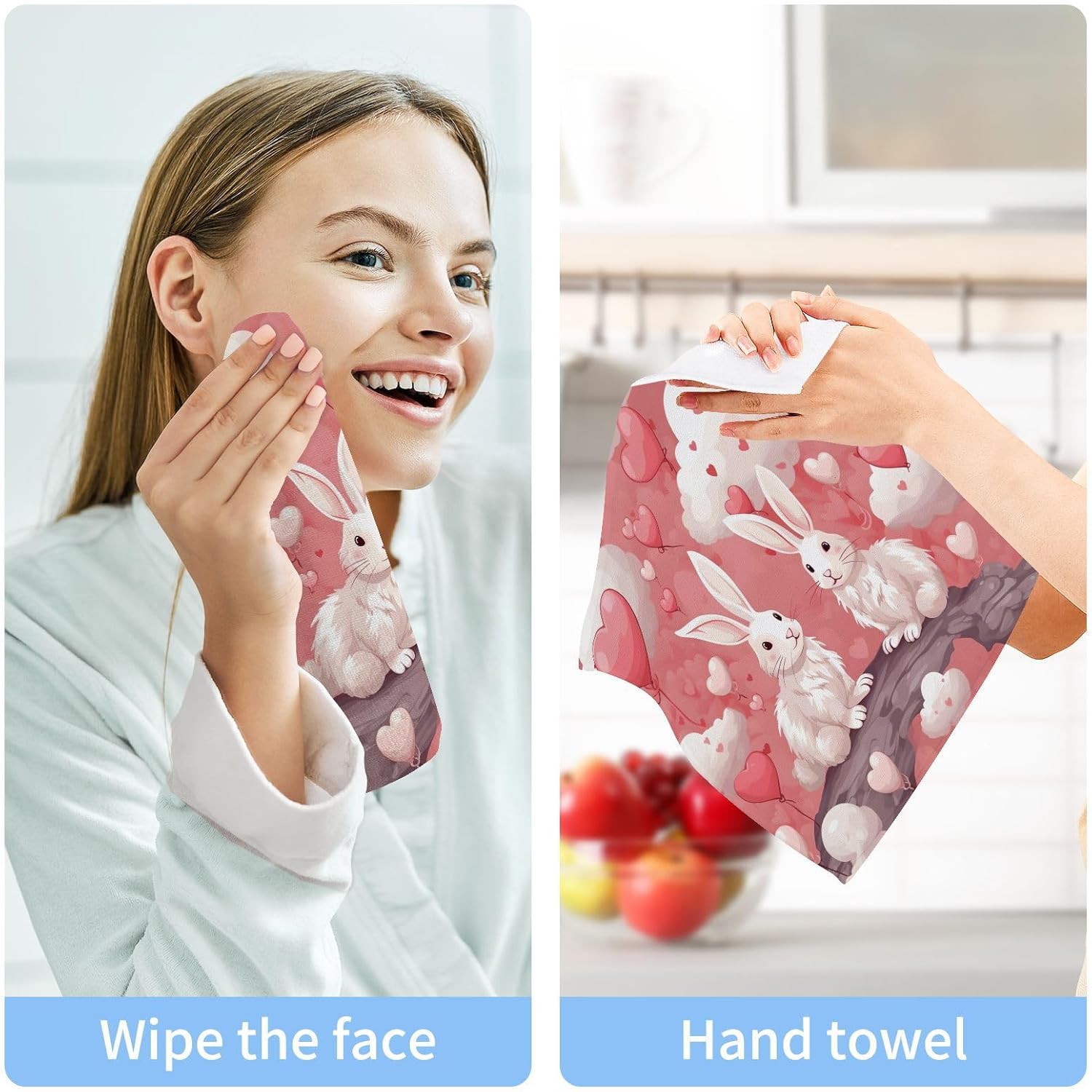 YETTASBIN Bunny Heart Washcloth Set 2-Pack