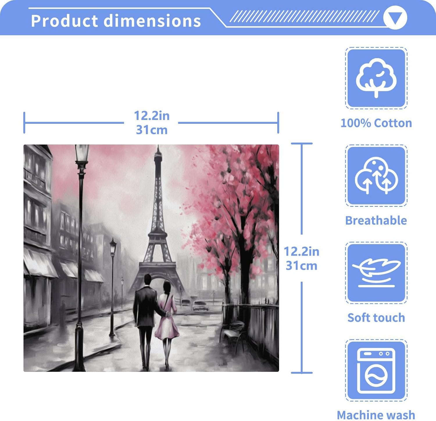 Eiffel Tower Washcloths Soft Reusable Face Towels for Home Travel