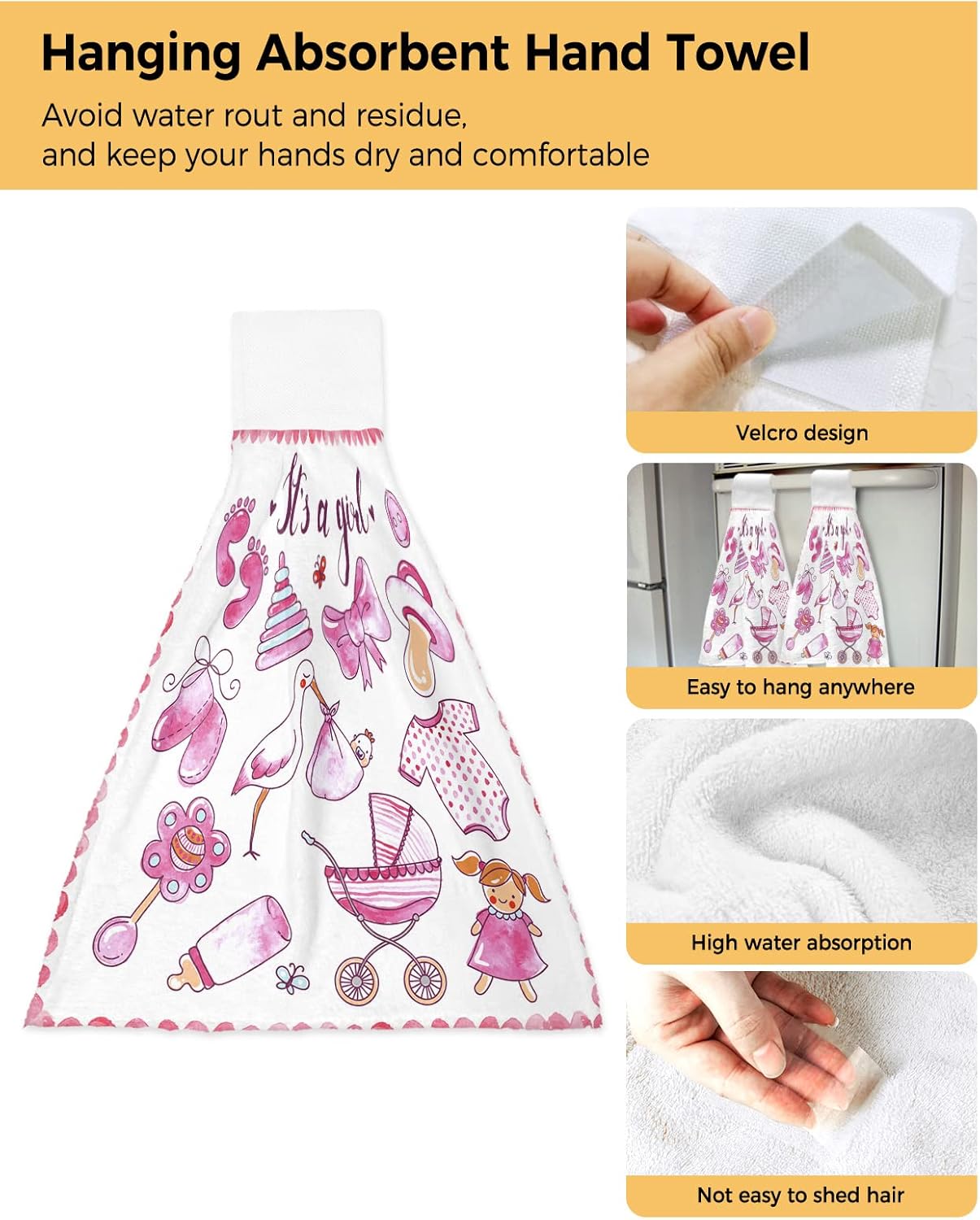 Space-Saving Kitchen Hand Towels with Hook and Loop Closure