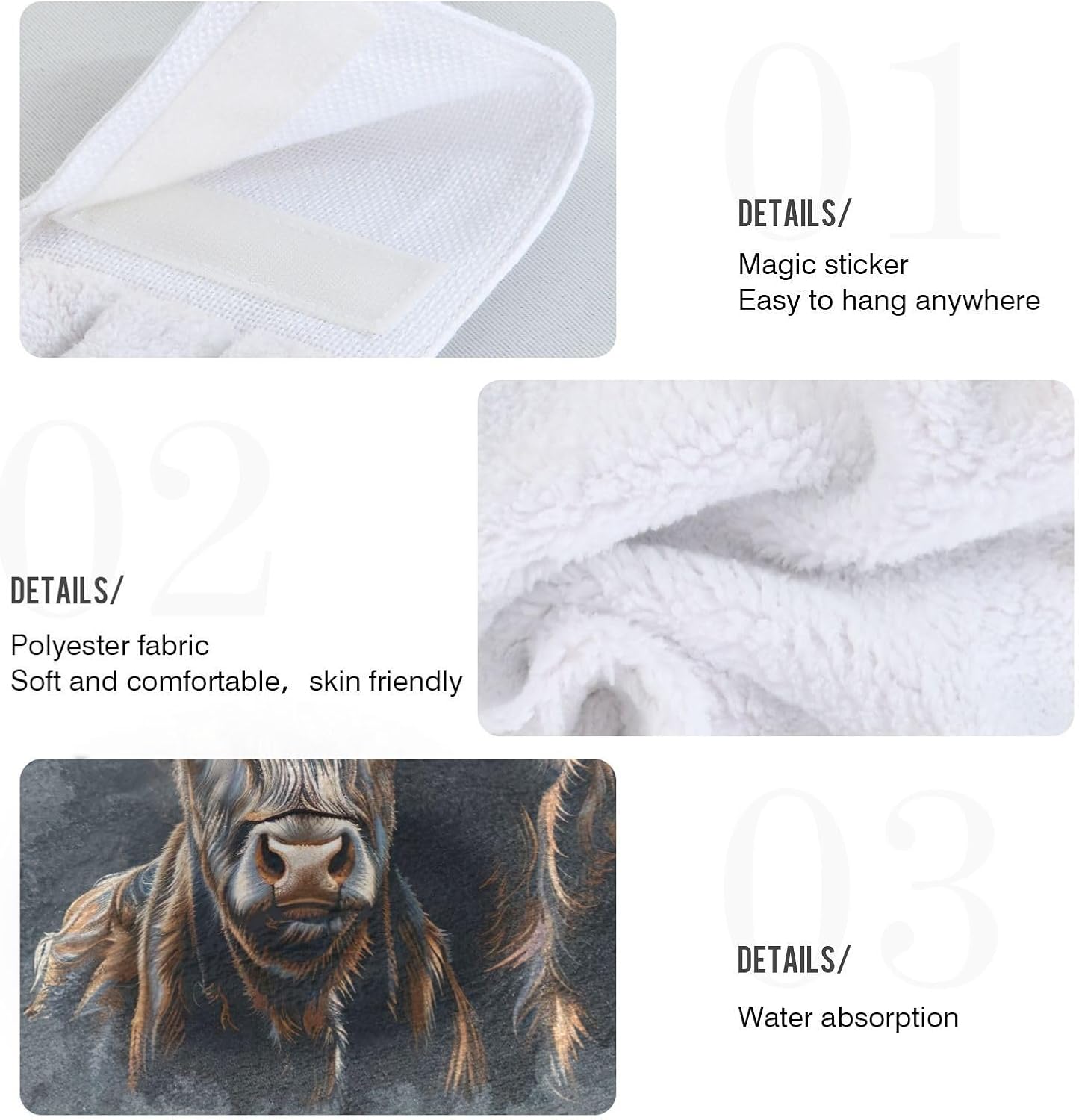 Highland Cow and Calf Kitchen Towels 182x14