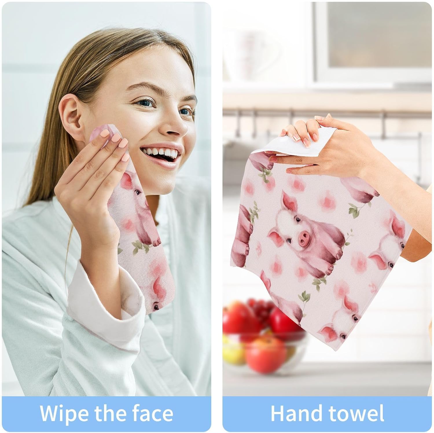 Pink Pig Washcloth 2-Pack Soft Reusable Fingertip Face Towels