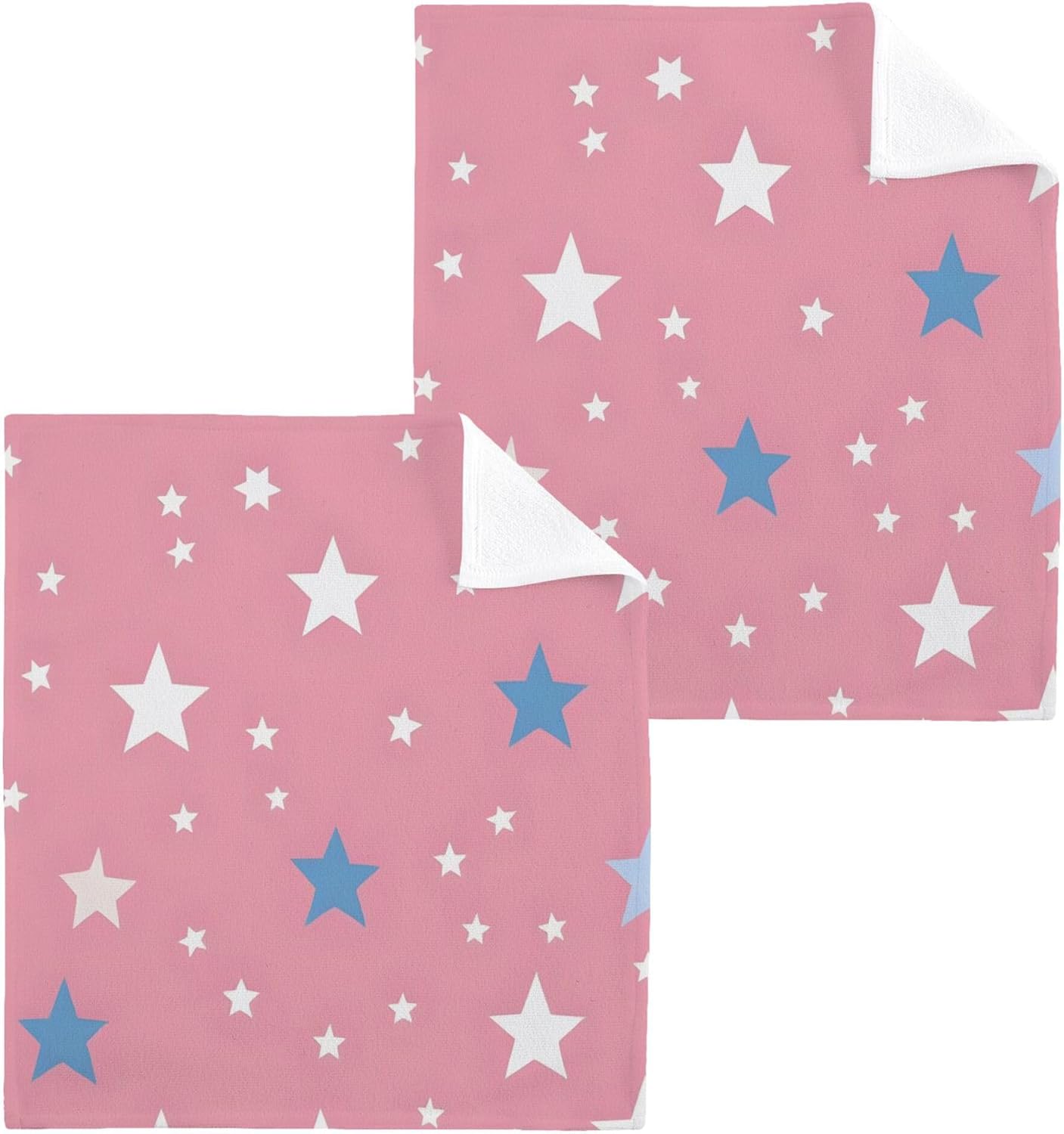 Xigua Blue Stars Washcloths Set of 2 12x12 Inch