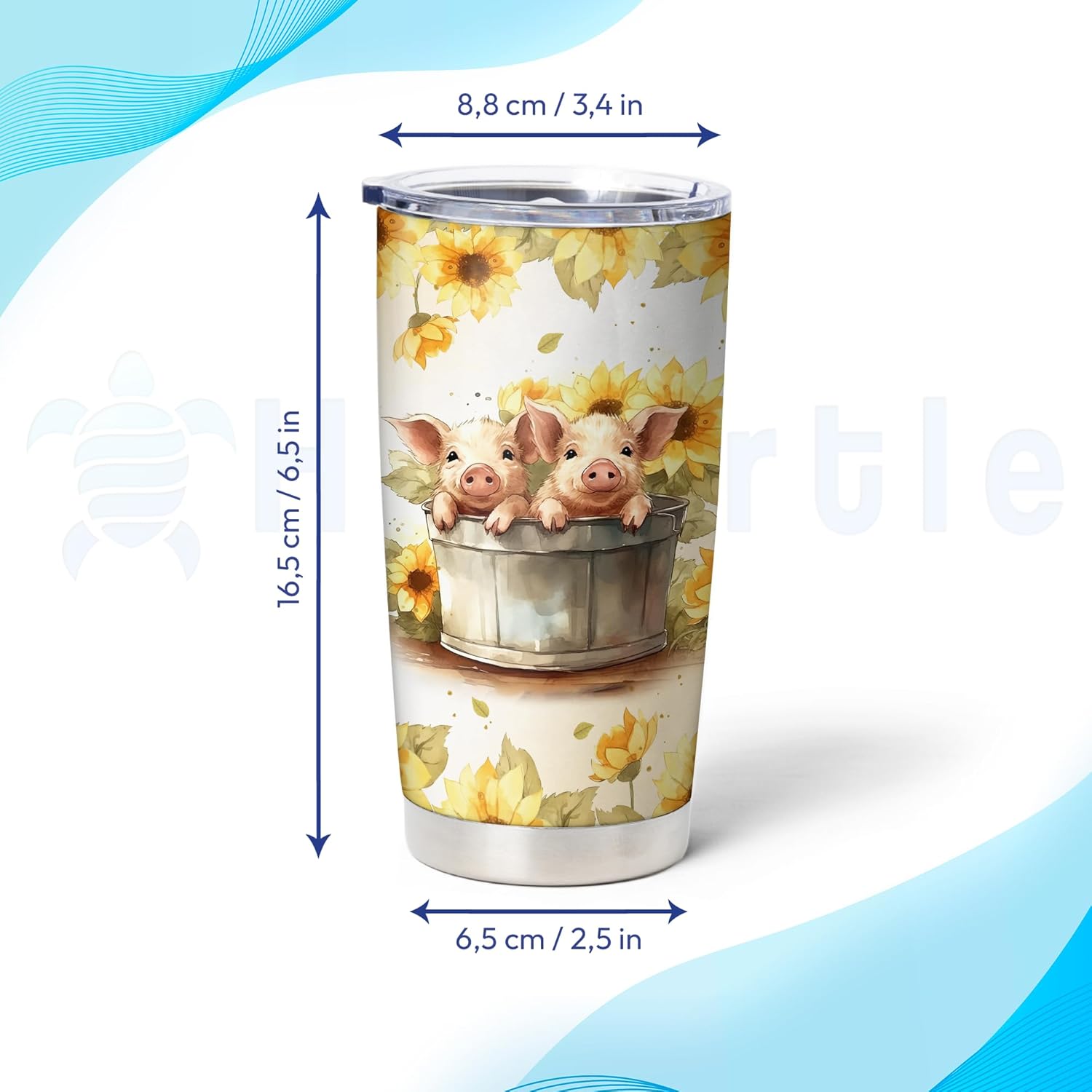 Hyturtle Custom Name Stainless Steel Tumbler 20oz for Pig Lover