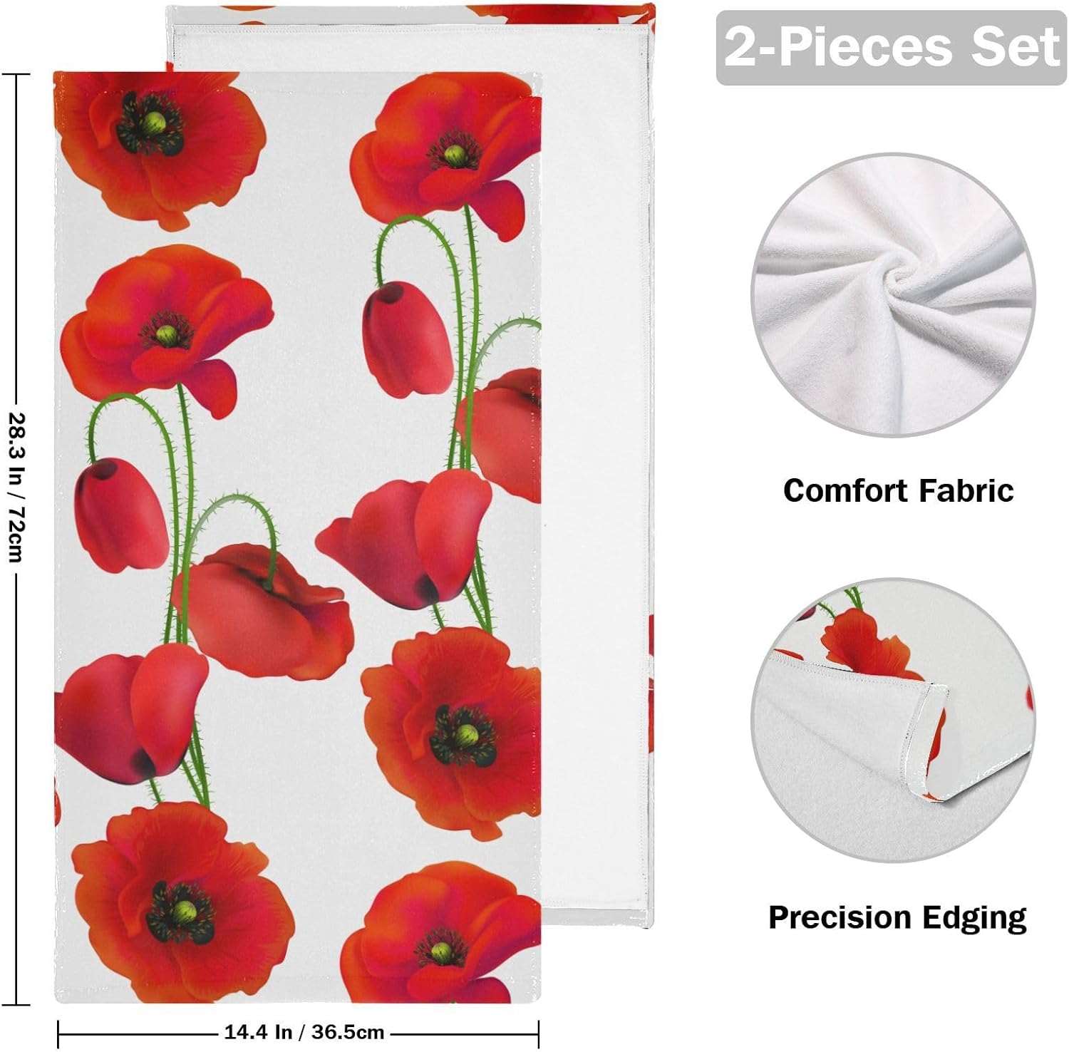 Vibrant Red Poppy Hand Towels