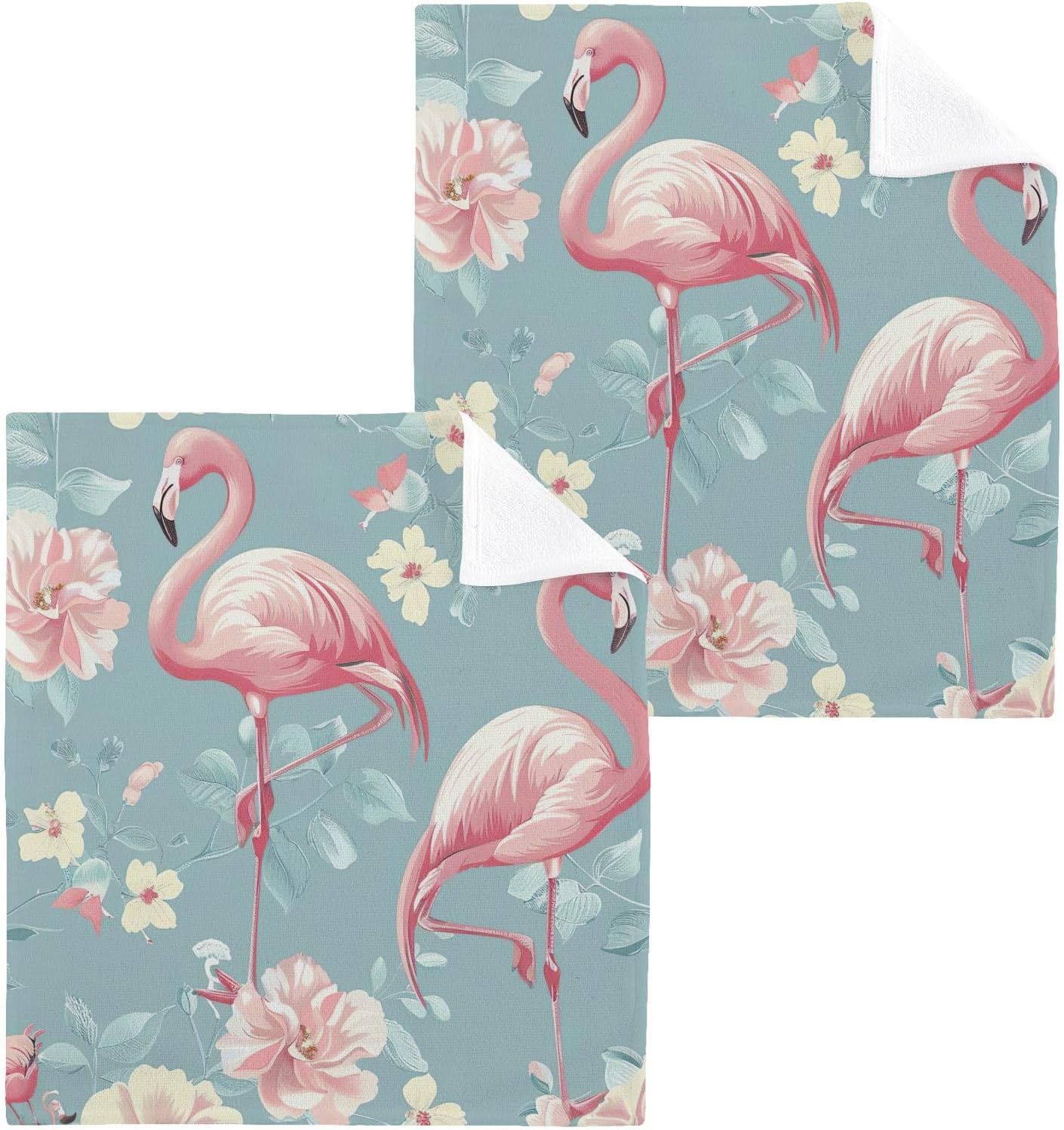 Flamingo Washcloth 12x12 Soft Absorbent Reusable for Adults Babies