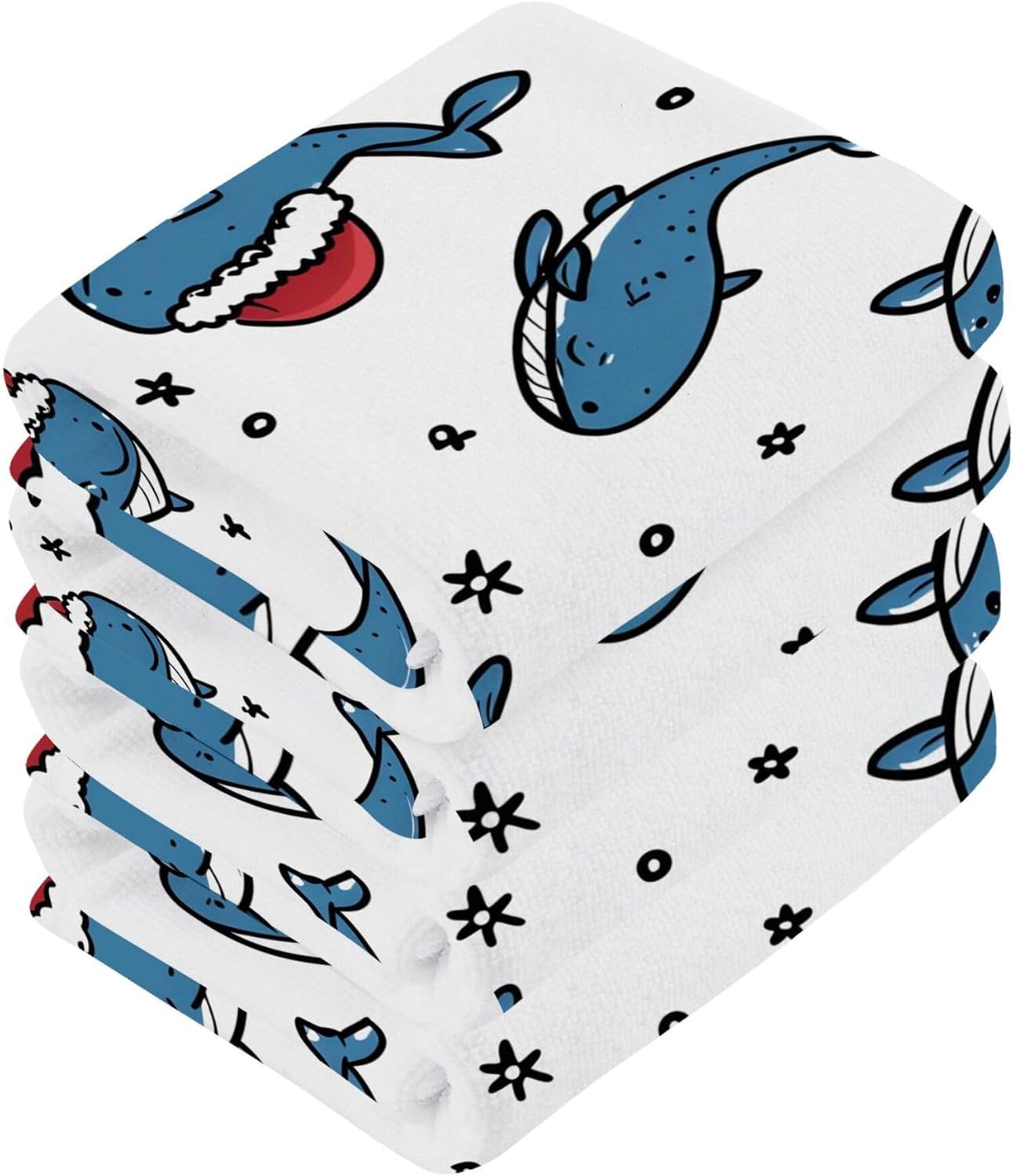 Xigua Blue Whales Washcloths Set of 2 - 12x12 Inch