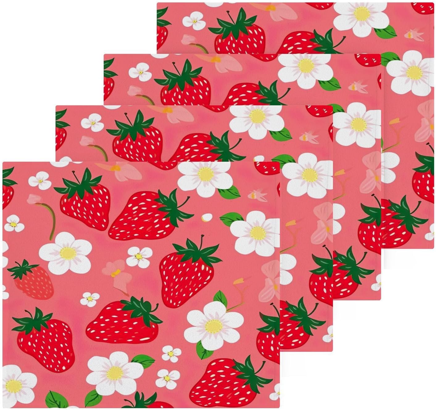 Strawberry Washcloth Set Reusable Soft 12x12