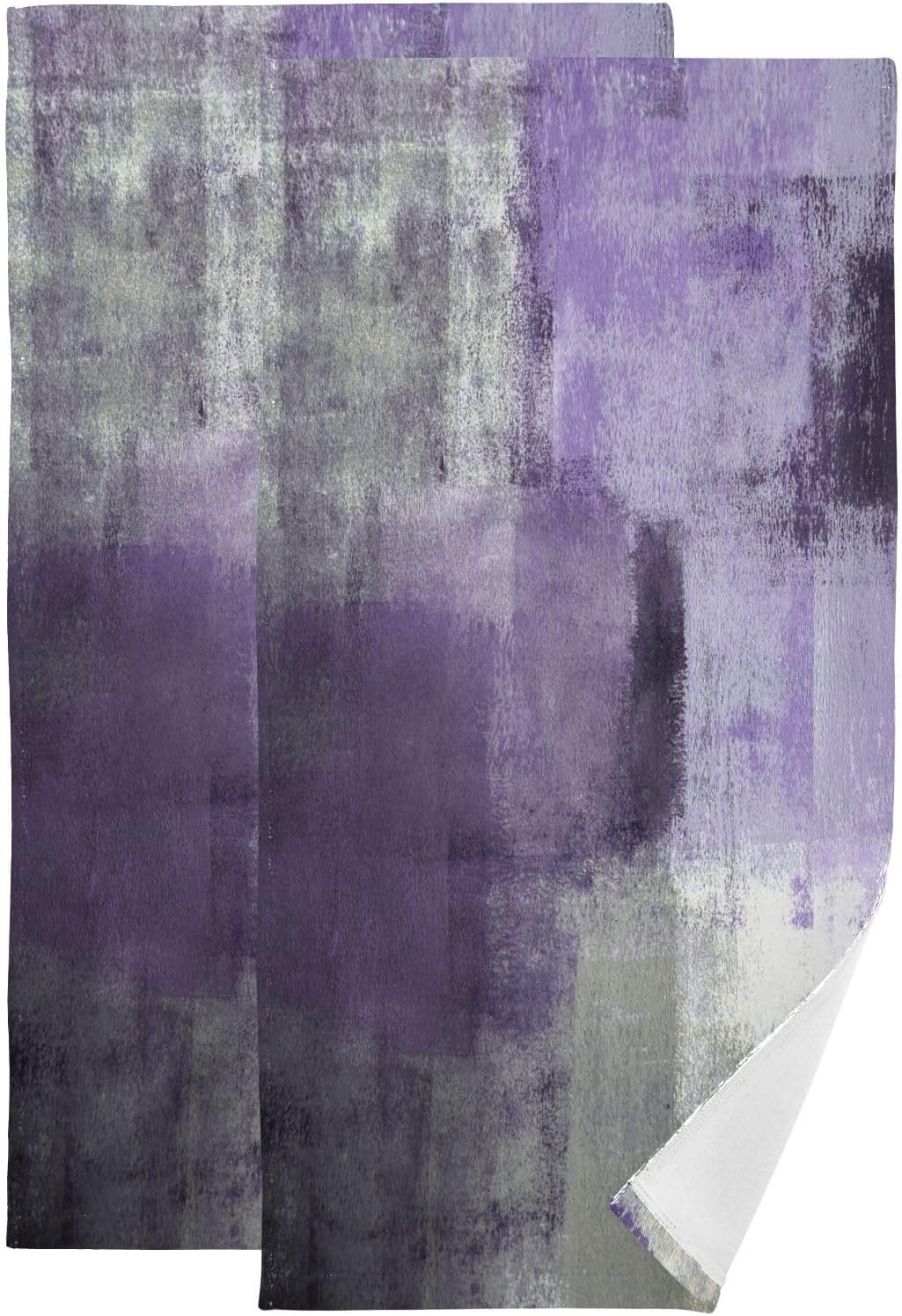 Purple Grey Hand Towels for Bathroom 2 Pack