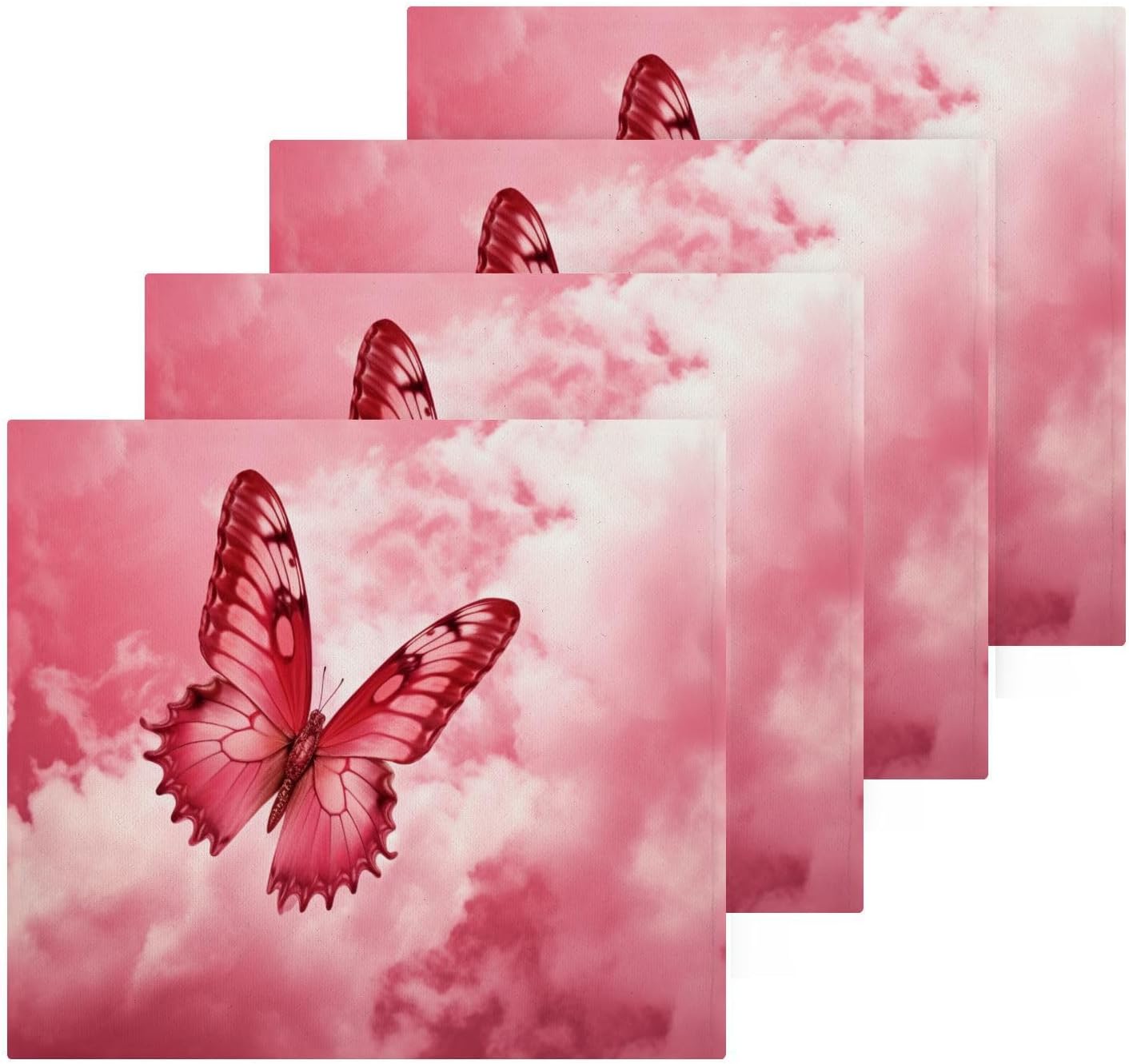 Pink Butterfly Washcloths 2 Pack Soft Absorbent Baby Face Towels
