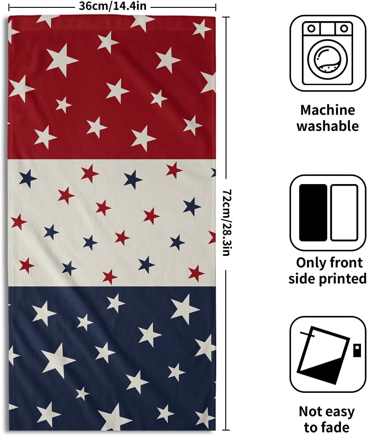 Patriotic Blue Red White Stars Hand Towels for Independence Day