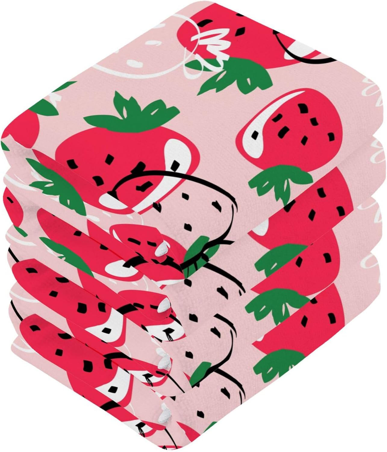 Xigua Strawberry Washcloth Set for Bathroom Kitchen